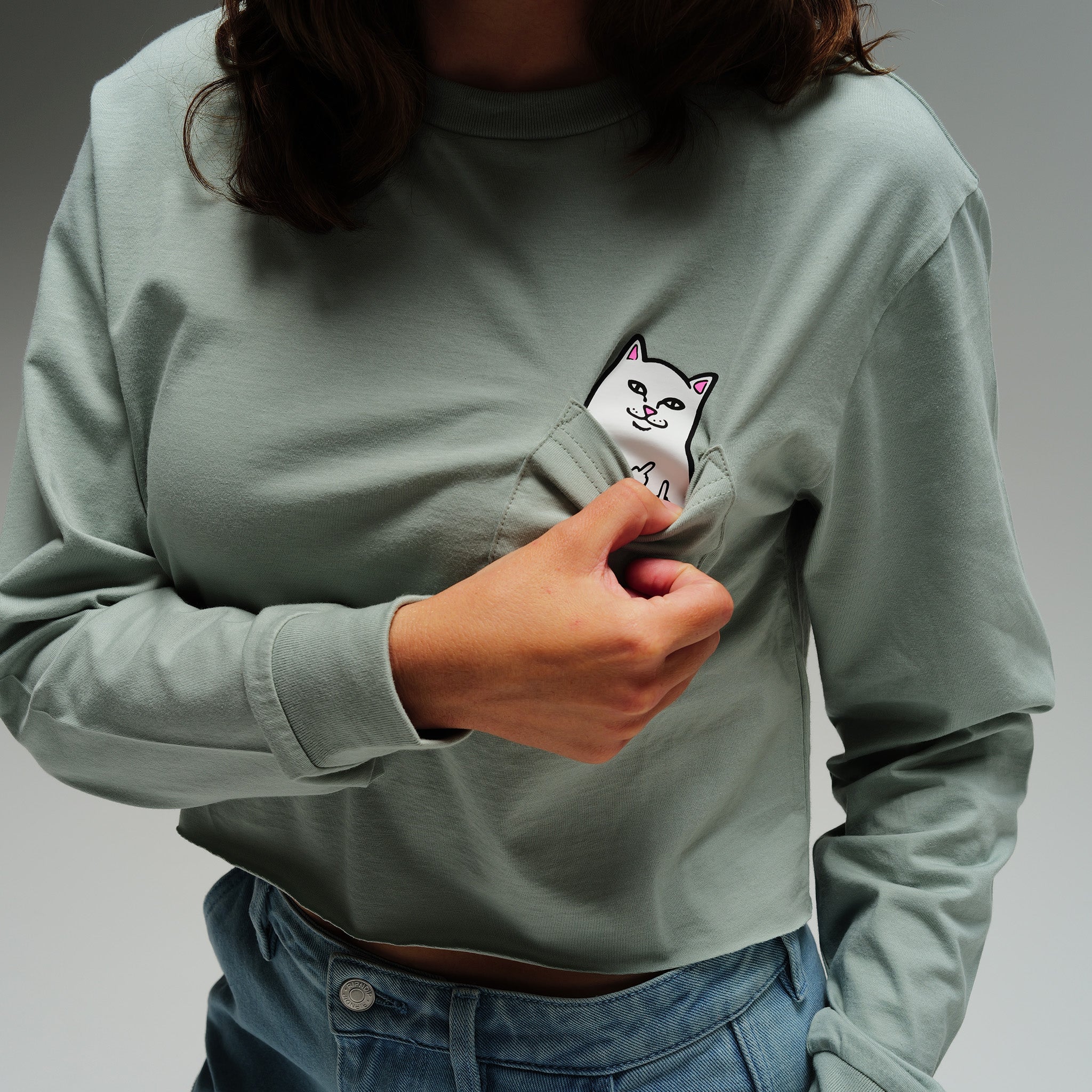  Lord Nermal Cropped Long Sleeve Pocket Tee (Sage Grey)、mySite、merchandisen