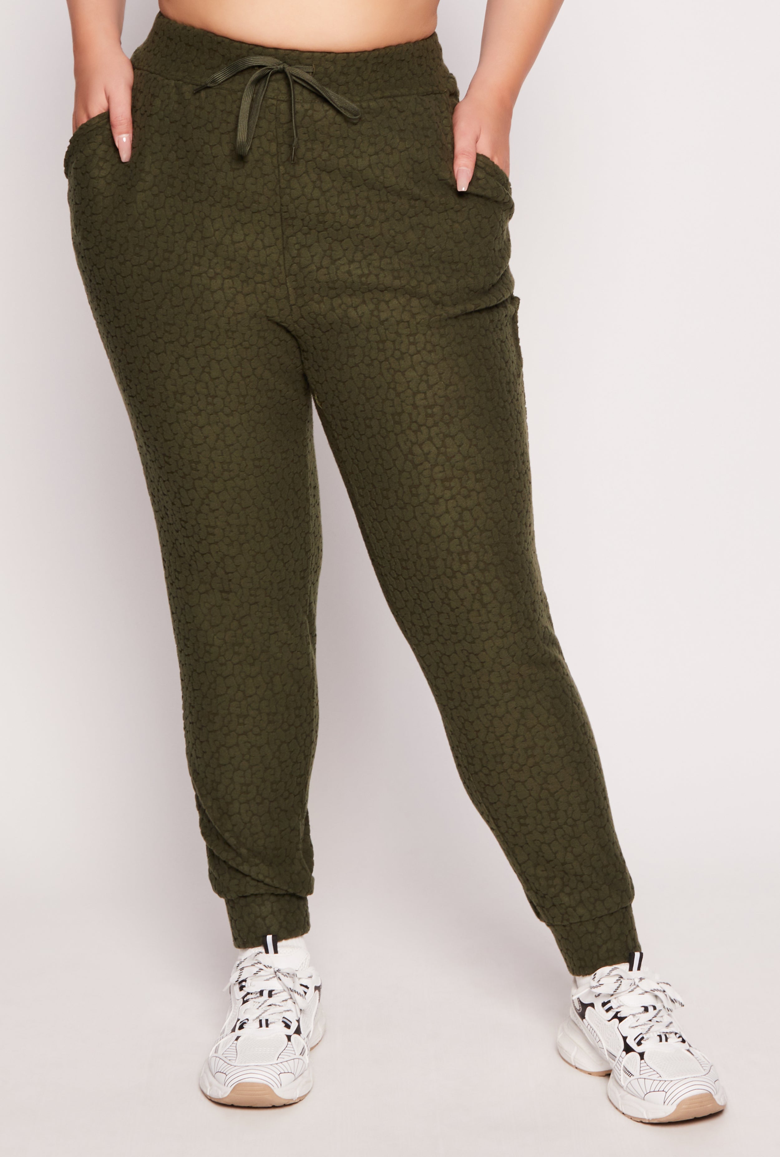 Plus Size Leopard Textured Knit Joggers、mySite、camillekostekn