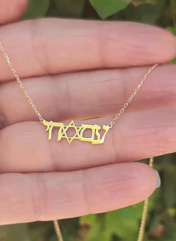 Am Israel Chai Necklace with Star of David - 14k Gold、mySite、topwebapps