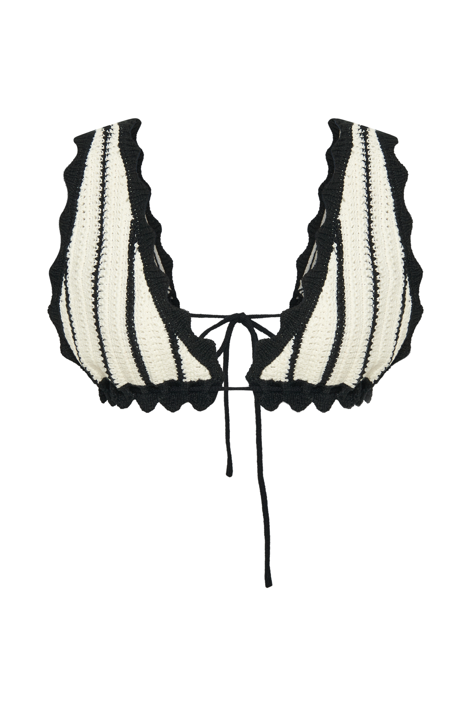 Jadia Contrast Crochet Bralette - Black/White、mySite、solidvoid