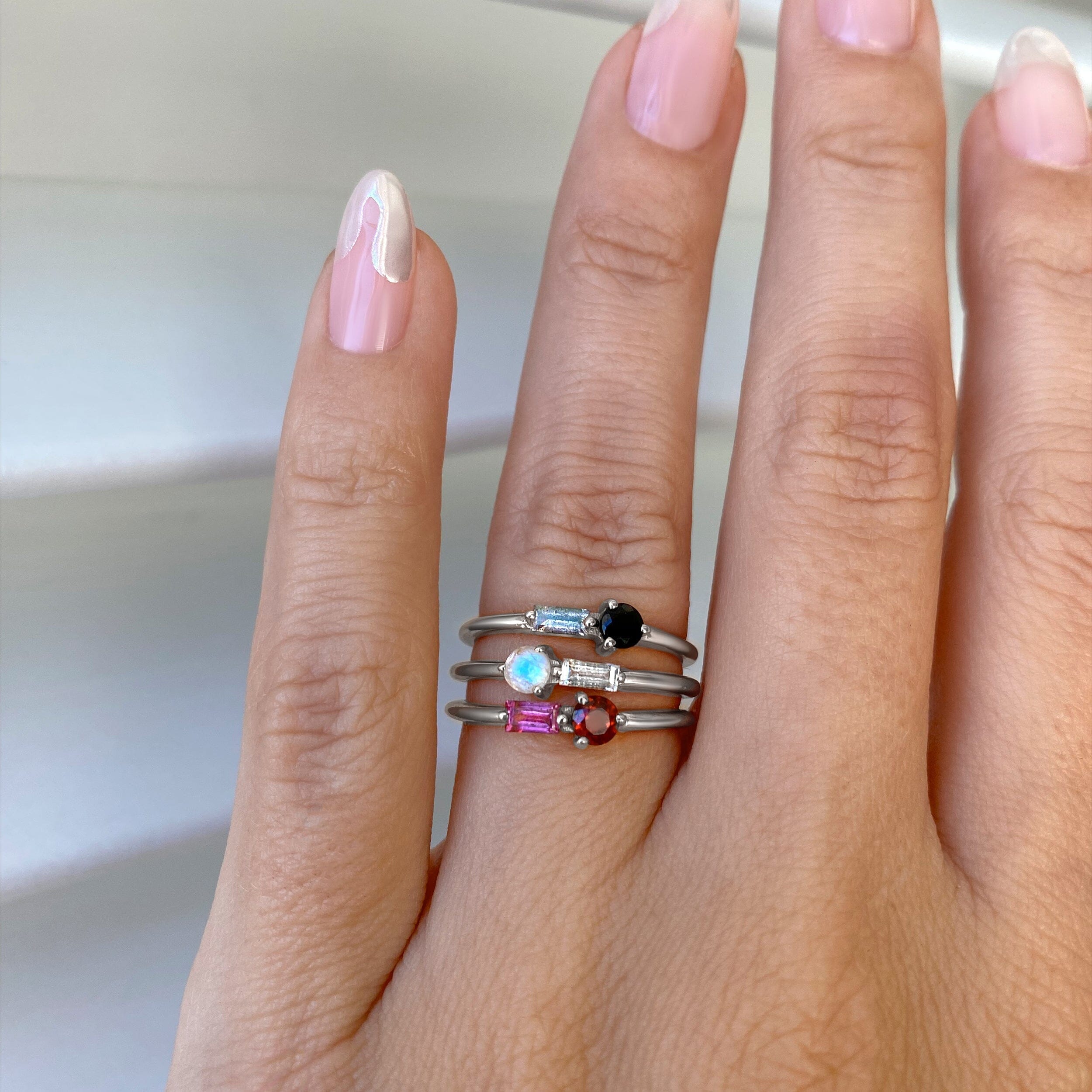 Moonstone & White Topaz Dainty Ring - Haze、mySite、hinf8tx79