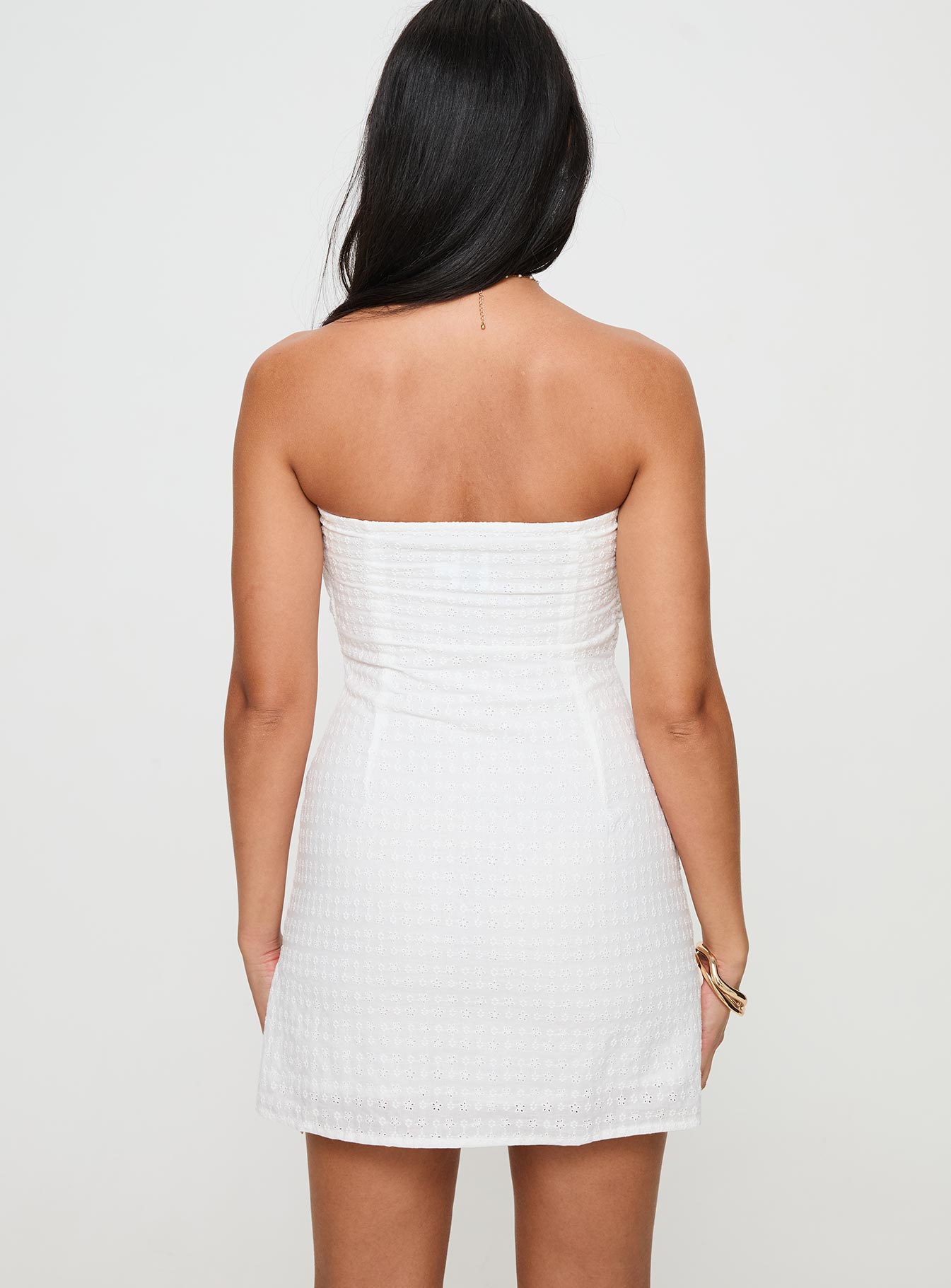 Irena Broderie Strapless Mini Dress White、mySite、solidvoid
