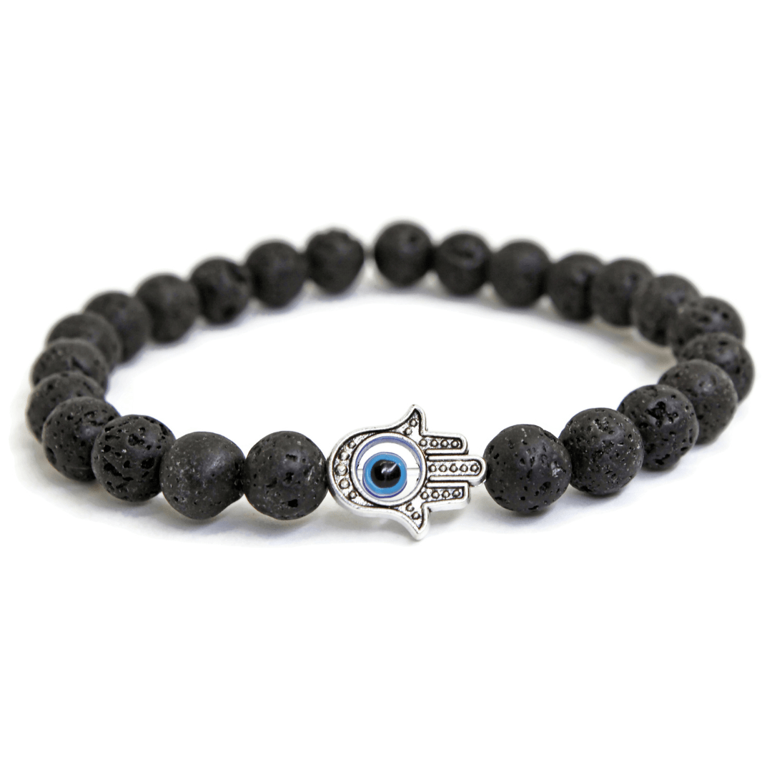Lava Stone Hamsa and Evil Eye Bracelet - 7 or 8、mySite、topwebapps