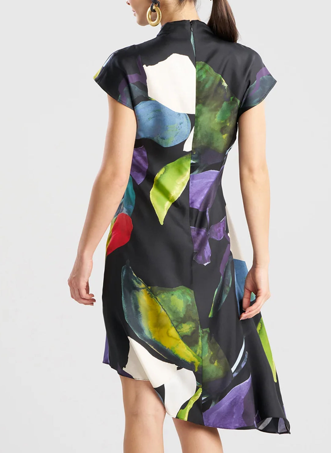  Yoru Silk Twill Black Multi Asymmetric Pleated Dress、mySite、justintrudeaud