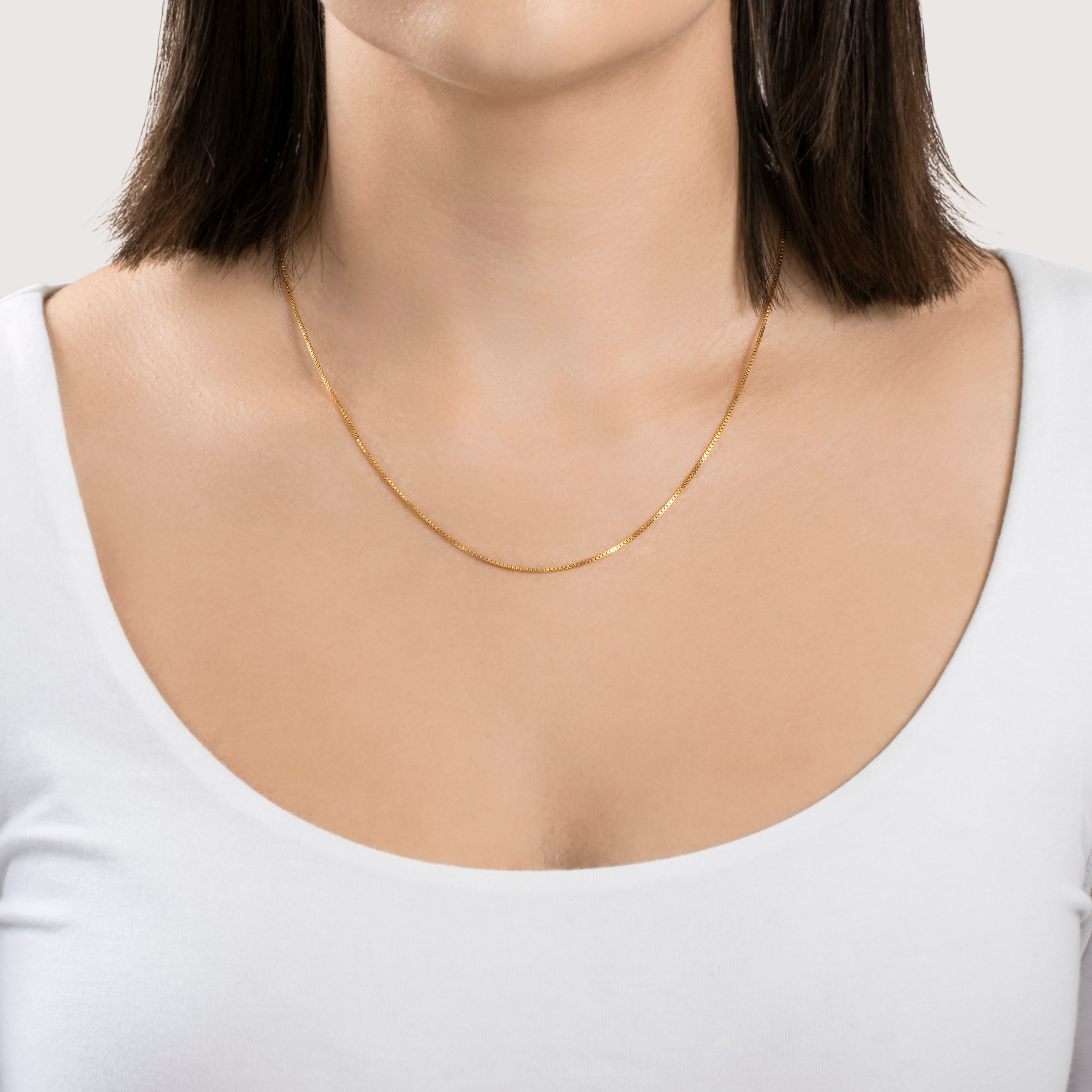 Vintage Italian 14k Yellow Gold Box Chain Necklace 18、mySite、hinf8tx79