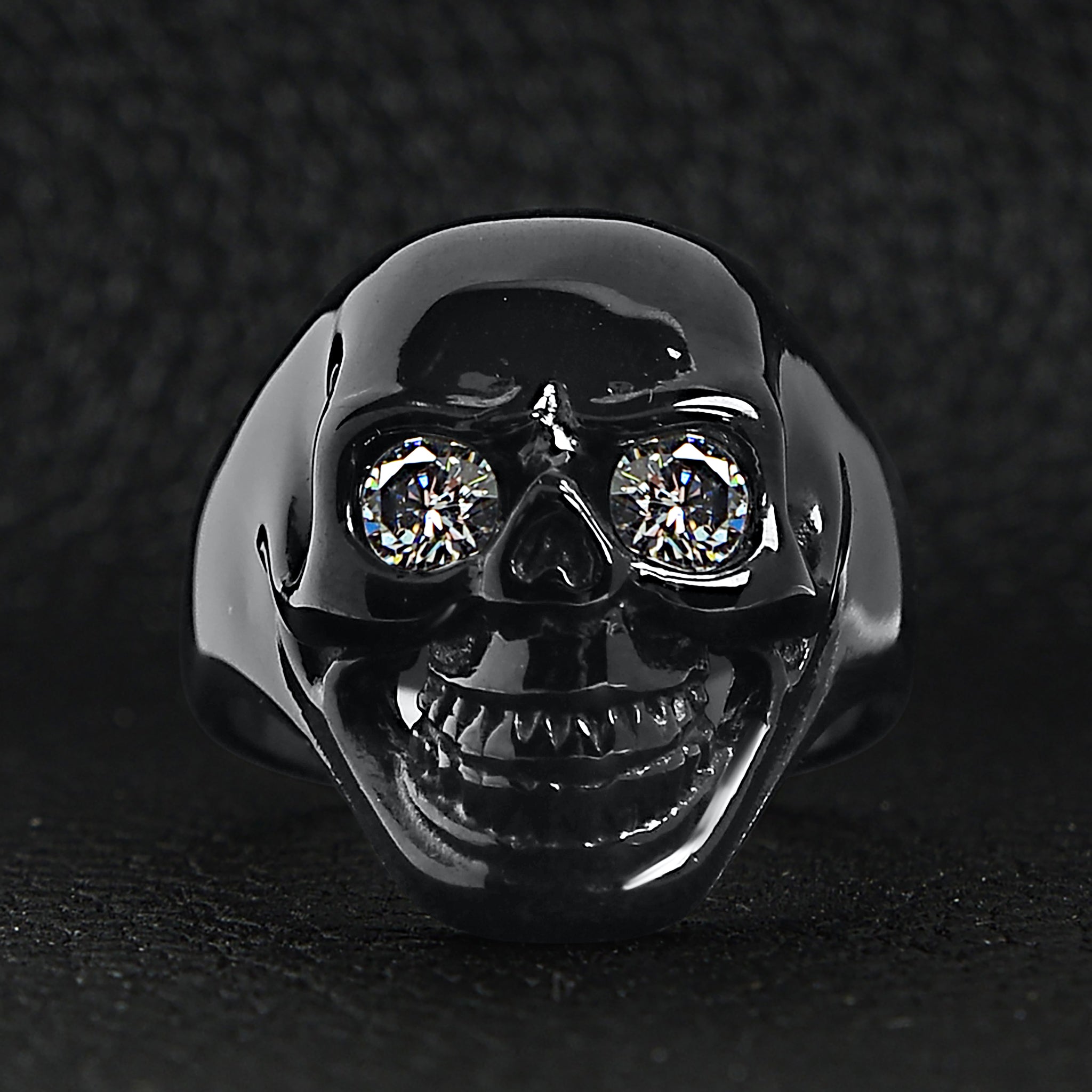 Stainless Steel Clear CZ Eyed Black Skull Ring / SCR4054、mySite、dreamappss