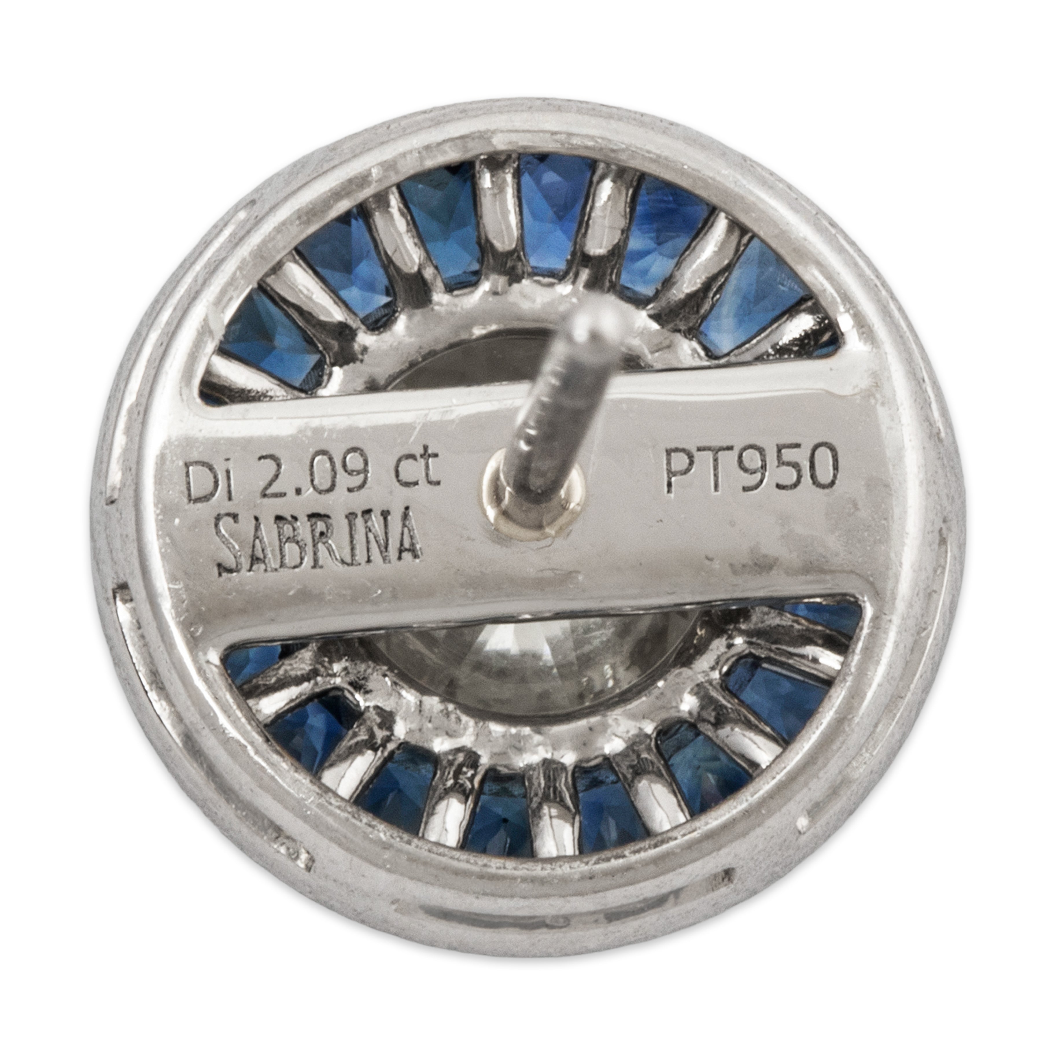 Abbott & Oaks Platinum 2.09cttw Diamond 1.63cttw Sapphire Stud Earrings、mySite、hinf8tx79