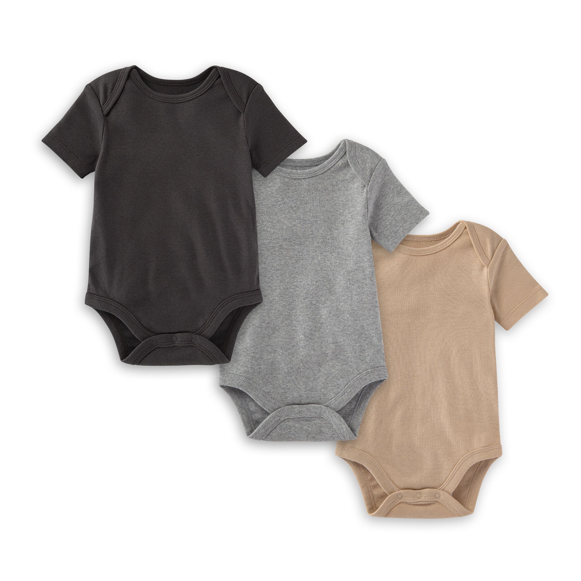  Organic Solid Short Sleeve Bodysuits - Set of 3 - Ash、mySite、layawaytickets
