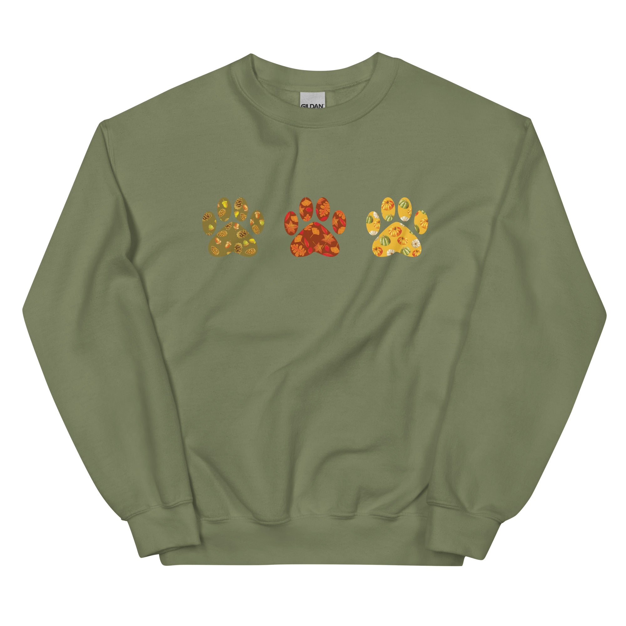 Festive Fall Paw Prints Crewneck Sweatshirt、mySite、camillekostekn