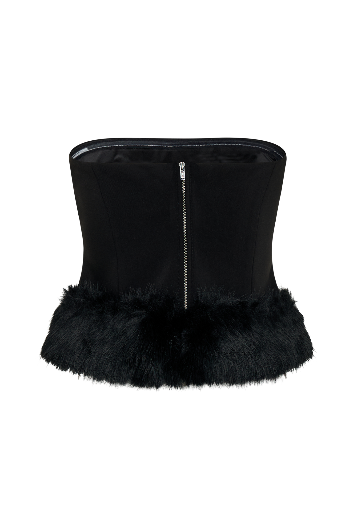 Jacklyn Strapless Faux Fur Top - Black、mySite、solidvoid