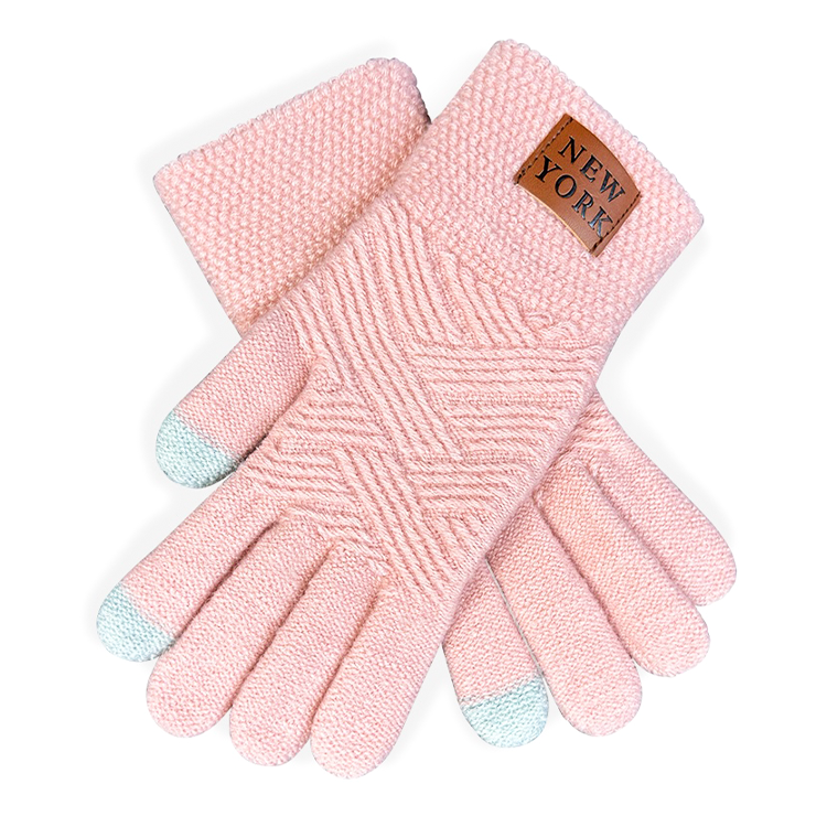 NY Chic: Pink Knit Smart Gloves (One Size)、mySite、vikingsvslions