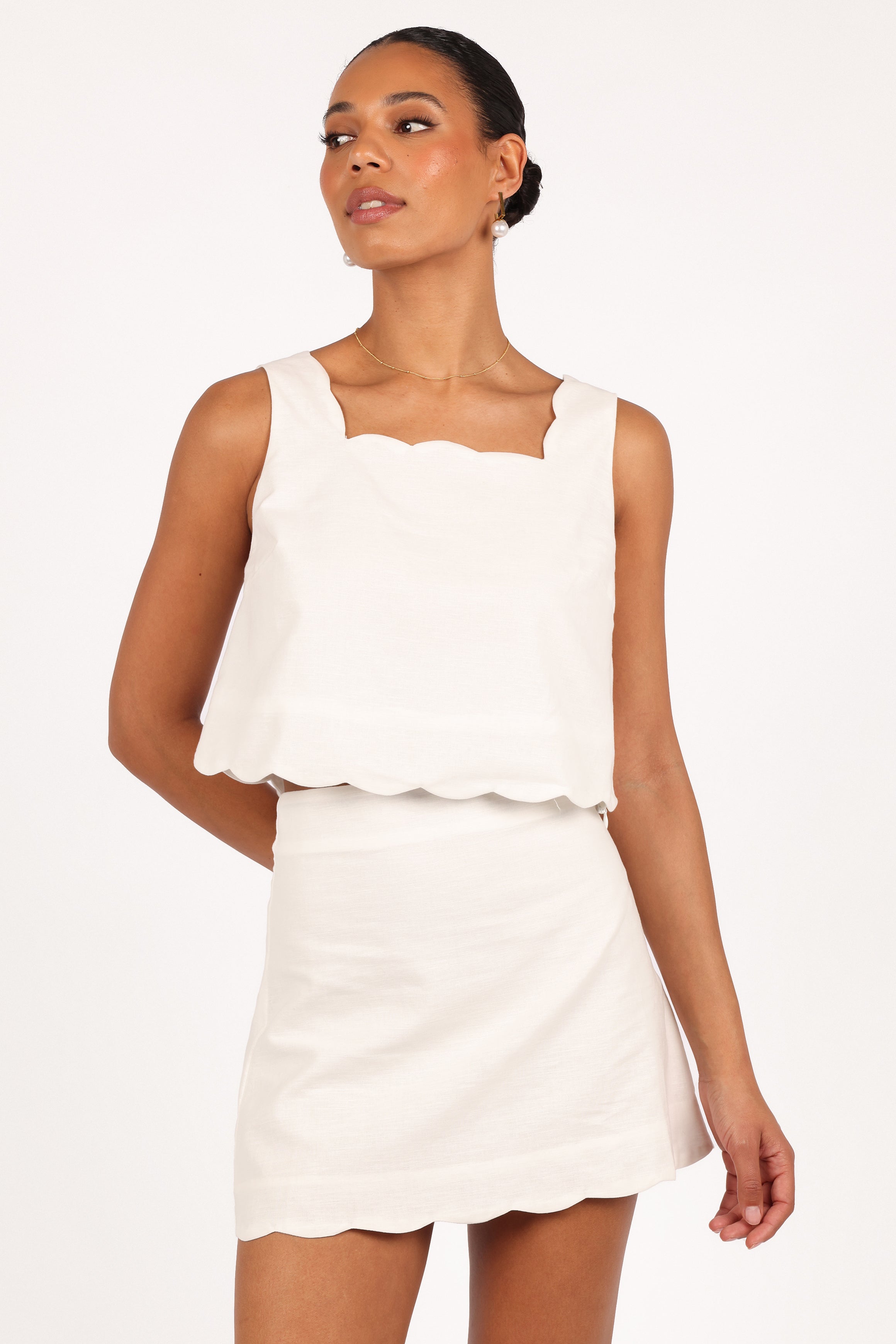  Wendie Scalloped Top - Cloud White、mySite、sugarbowlscore