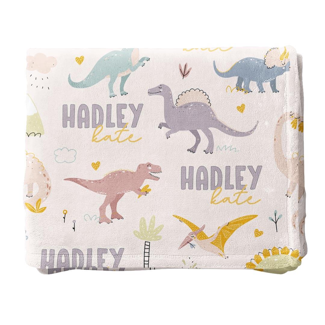  Pastel Dino Personalized Kids Blanket、mySite、layawaytickets