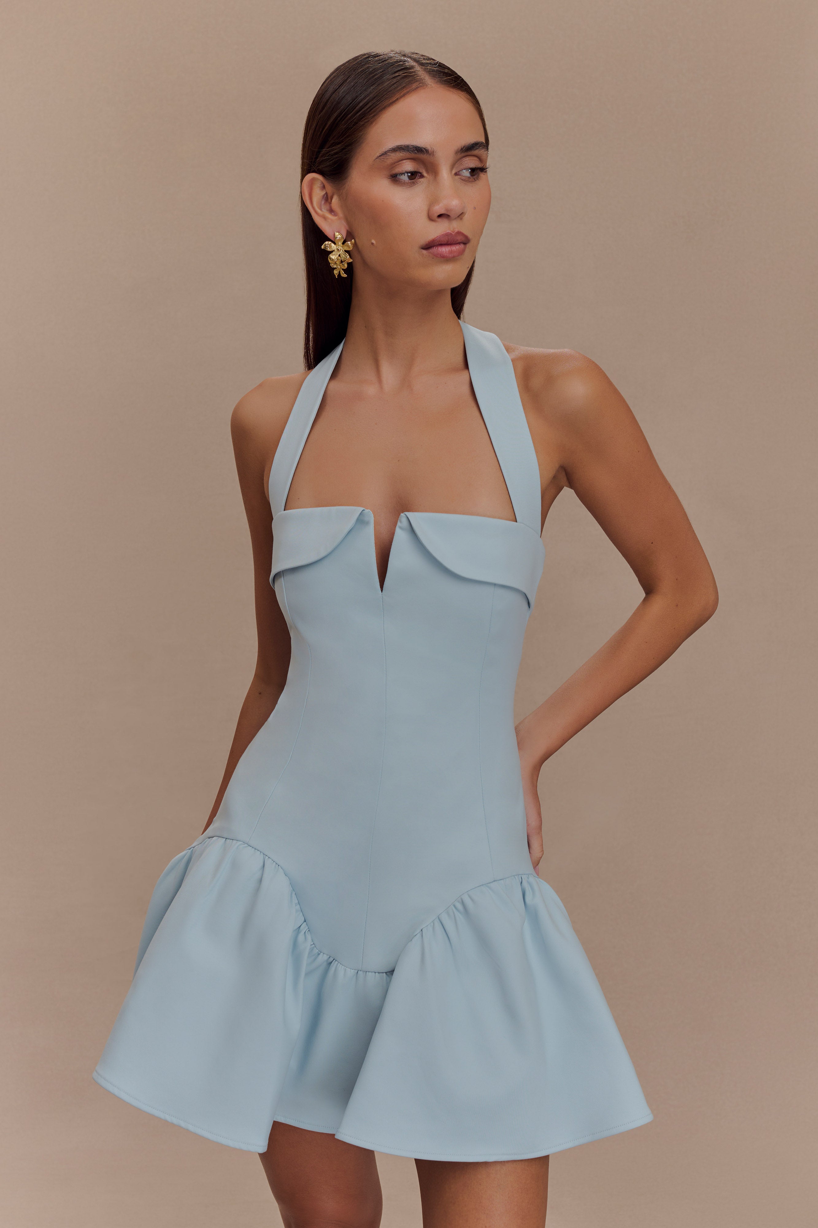 Calipso Halter Mini Dress - Cornflower Blue、mySite、solidvoid