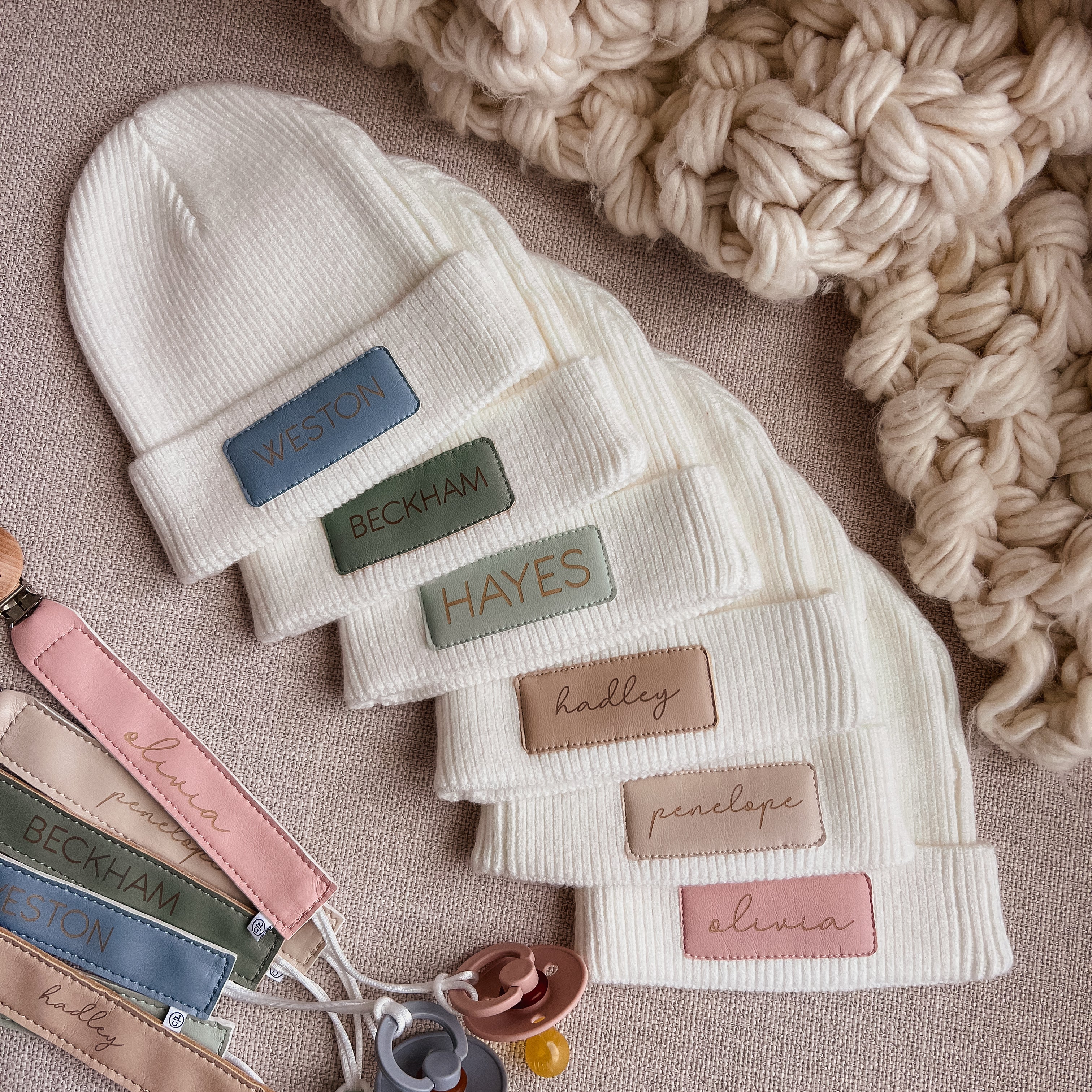  Personalized Leather Patch Beanie | All Colors、mySite、layawaytickets