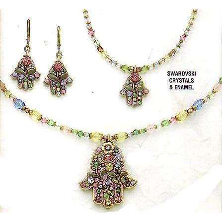 Michal Golan Pink Flower Hamsa Necklace、mySite、topwebapps