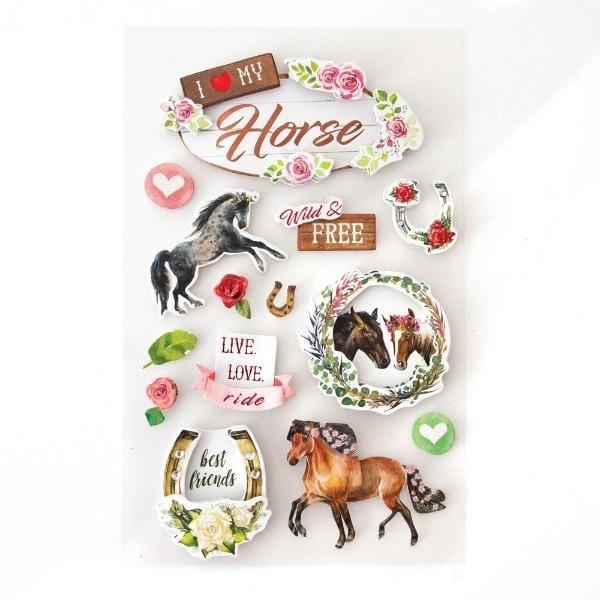  Scrapbook Stickers - 3D I Love My Horse、mySite、ghnorth