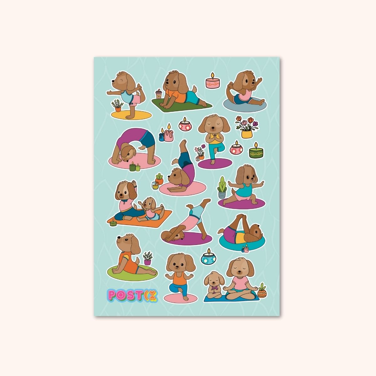  Puppy Pose A6 Sticker Sheet、mySite、ghnorth