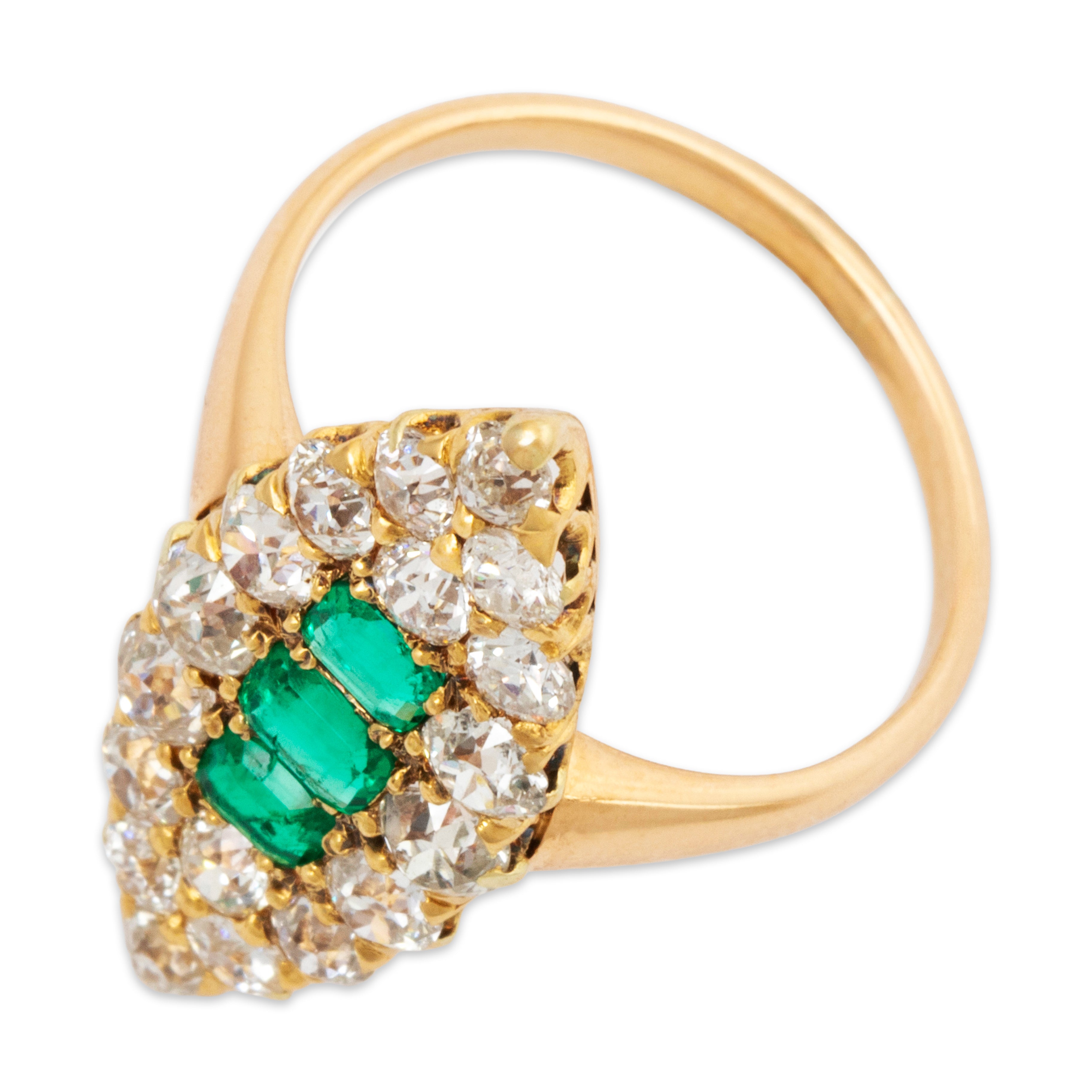 Antique Victorian 14k Rosy Yellow Gold 1.738cttw Old Mine Diamond Emerald Ring、mySite、hinf8tx79