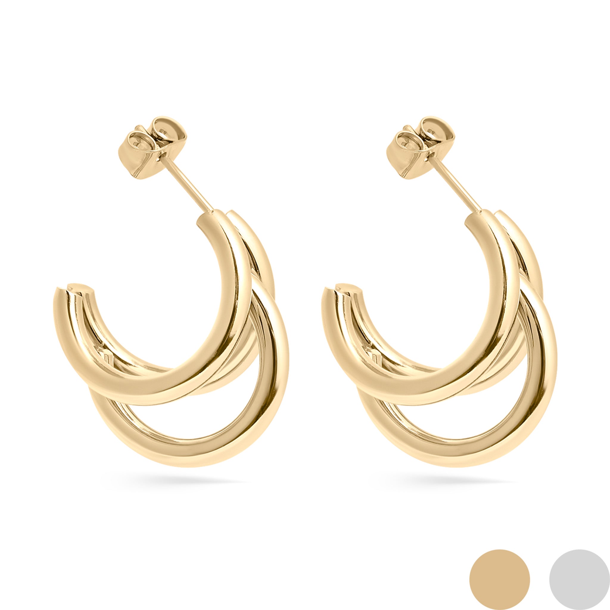 18K Gold PVD Stainless Steel Statement Huggie Hoop Earrings / ERJ0038、mySite、dreamappss