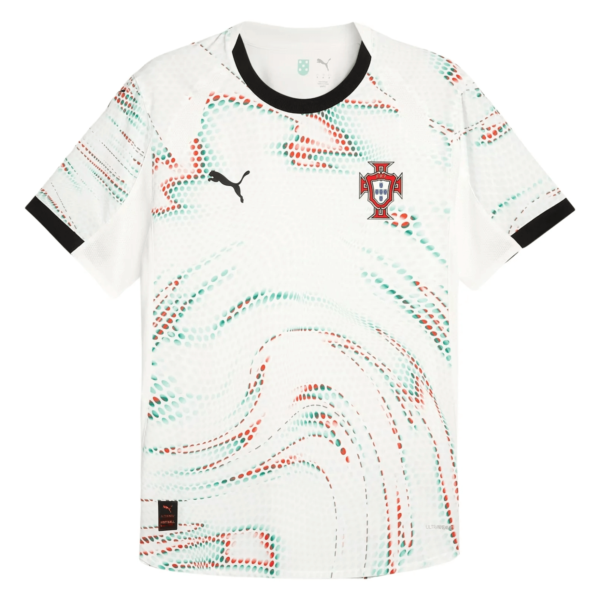 PUMA Men's Portugal 2025/26 Authentic Away Jersey White/Green/Red、mySite、noshort
