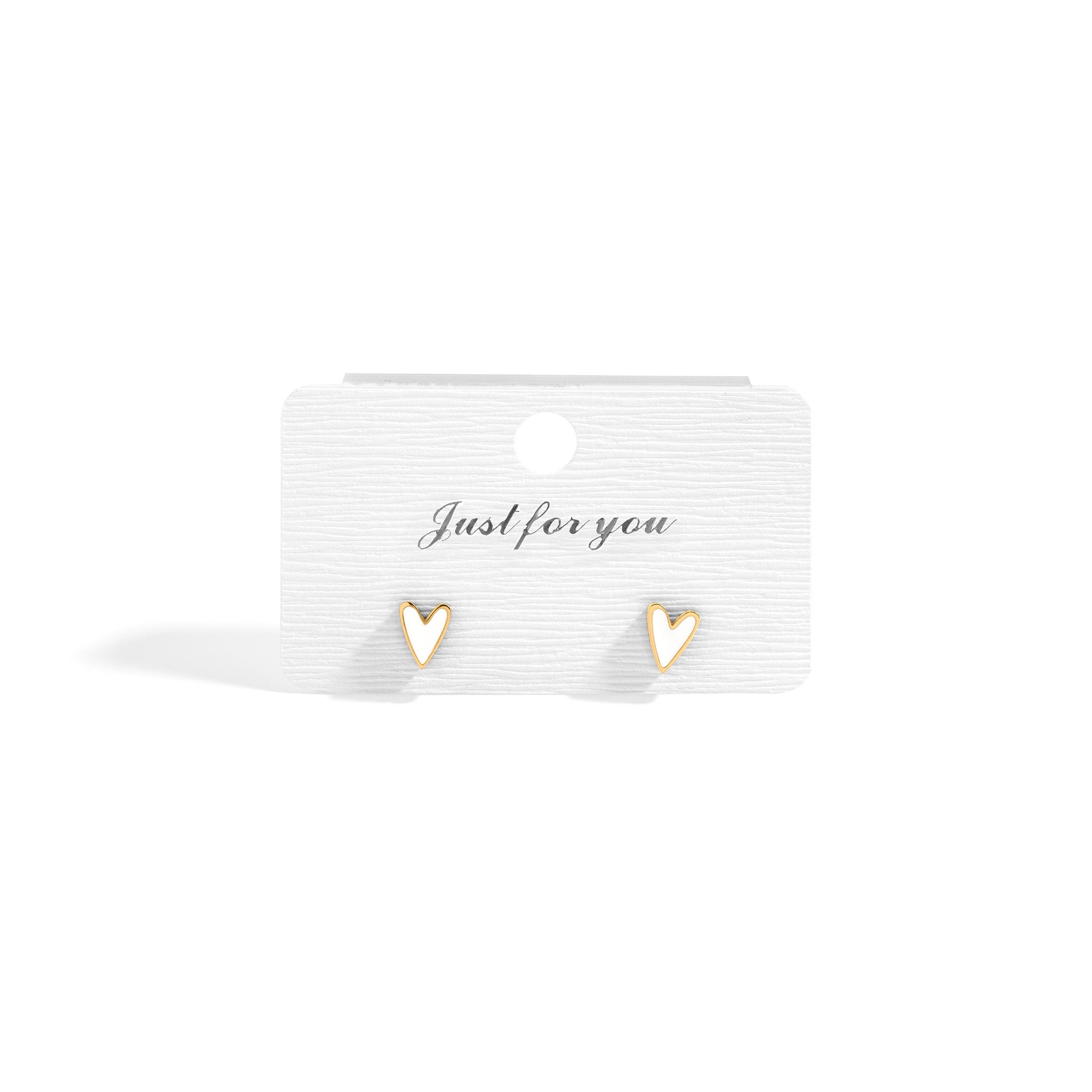 18K Gold PVD Stainless Steel White Enamel Heart Studs / ERJ0081、mySite、dreamappss