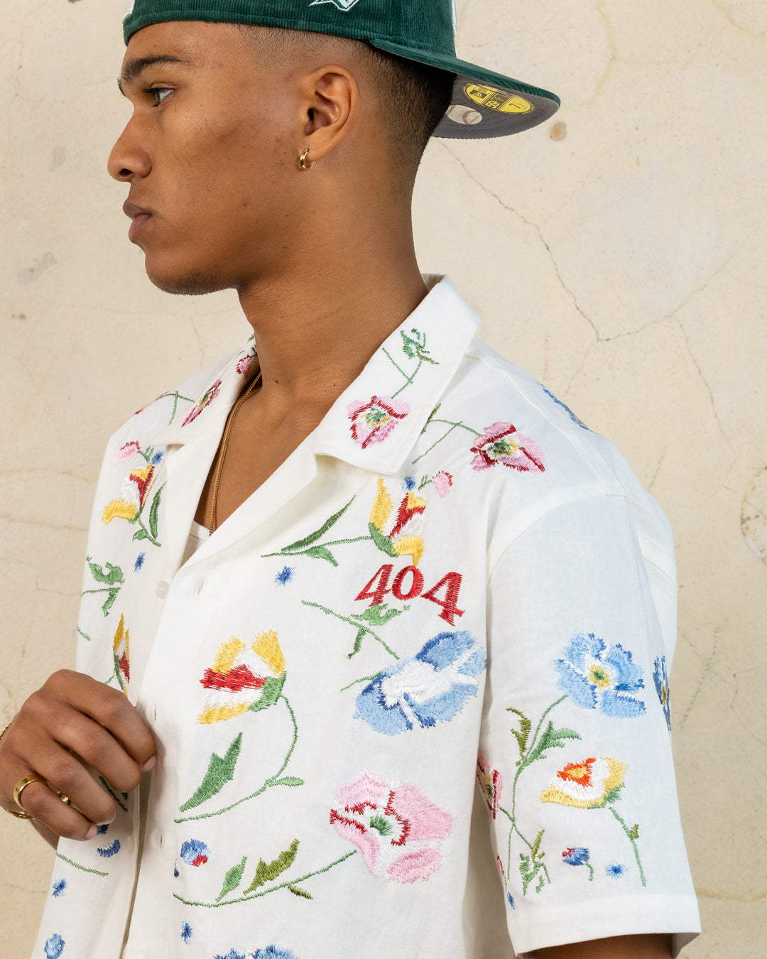 404 Midsommar Embroidered Button Up T-Shirt Ecru、mySite、zt4zffjzw