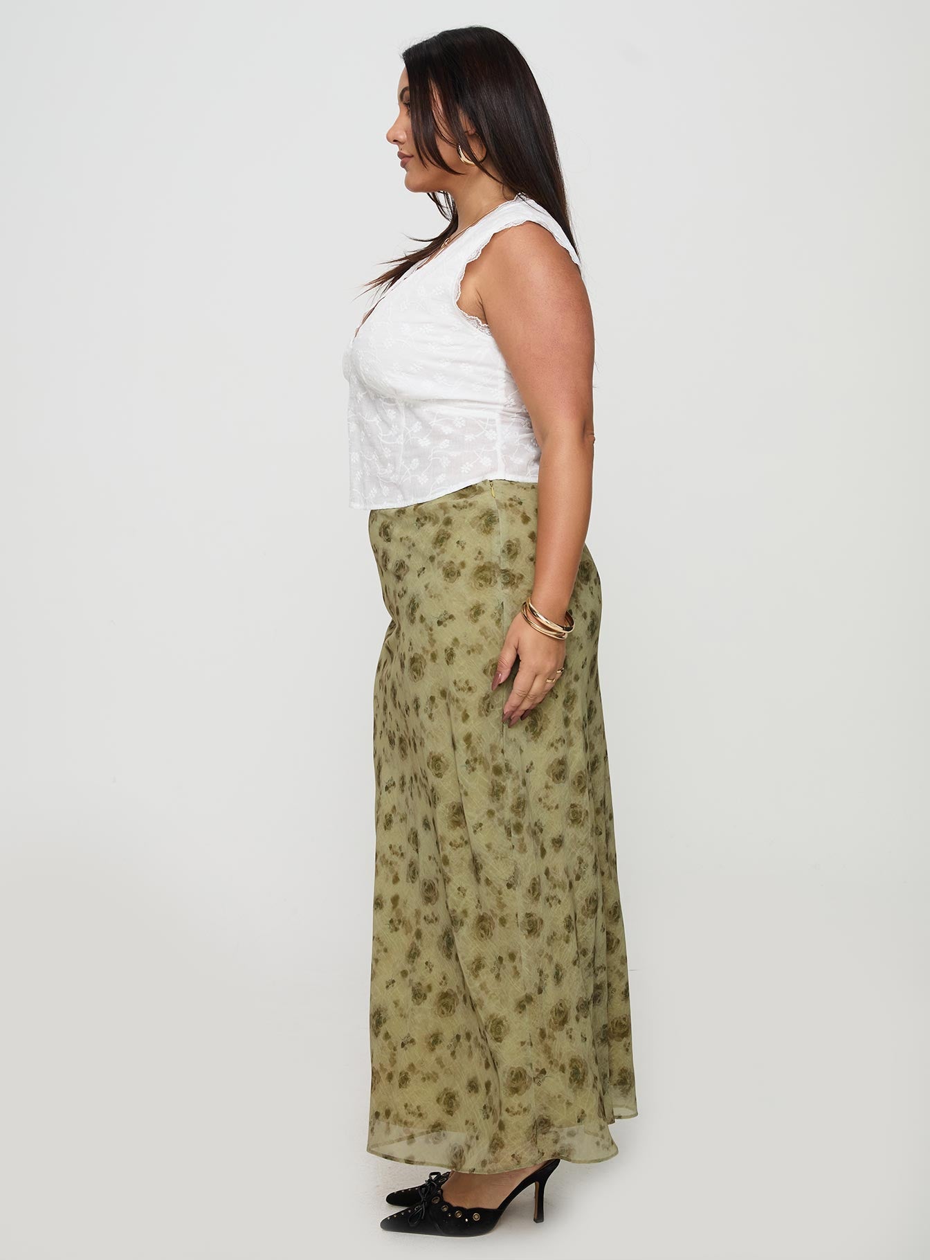 Piazia Maxi Skirt Green Curve、mySite、solidvoid