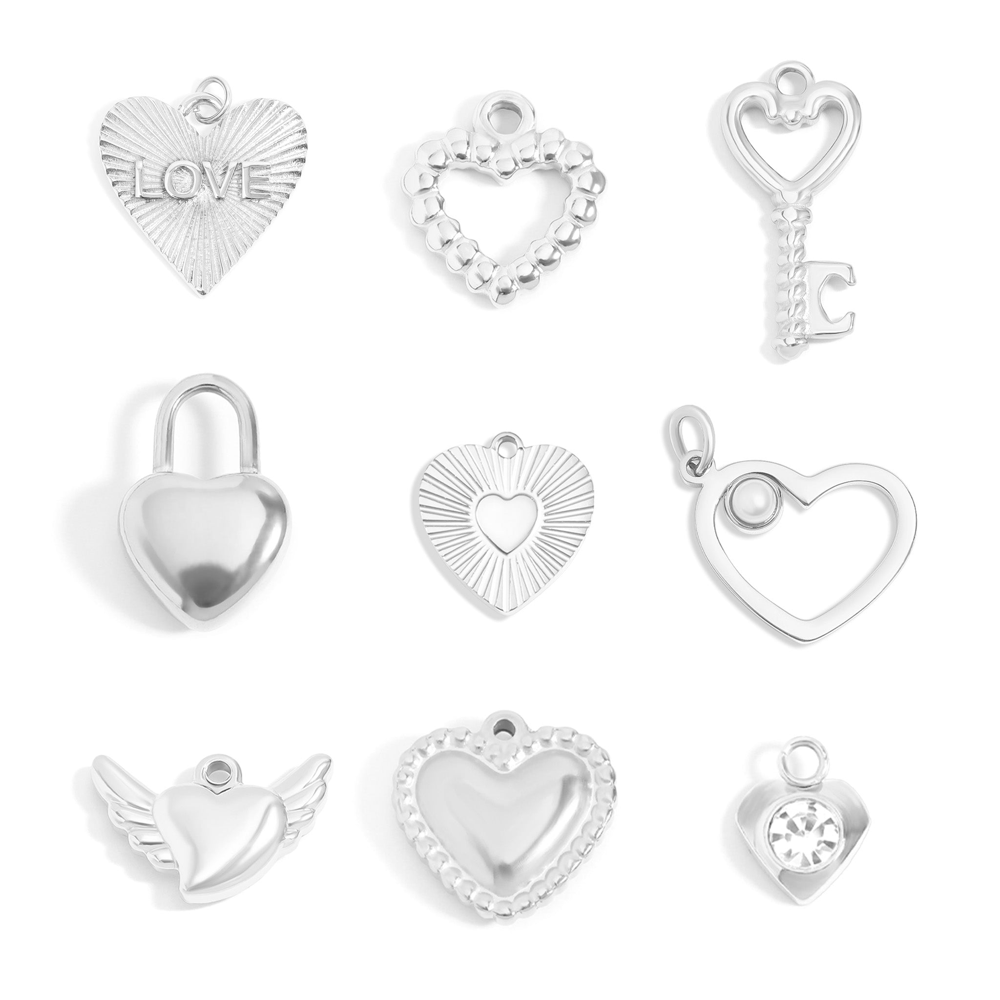18K Gold PVD Stainless Steel Heart Charm Set / BND0066、mySite、dreamappss