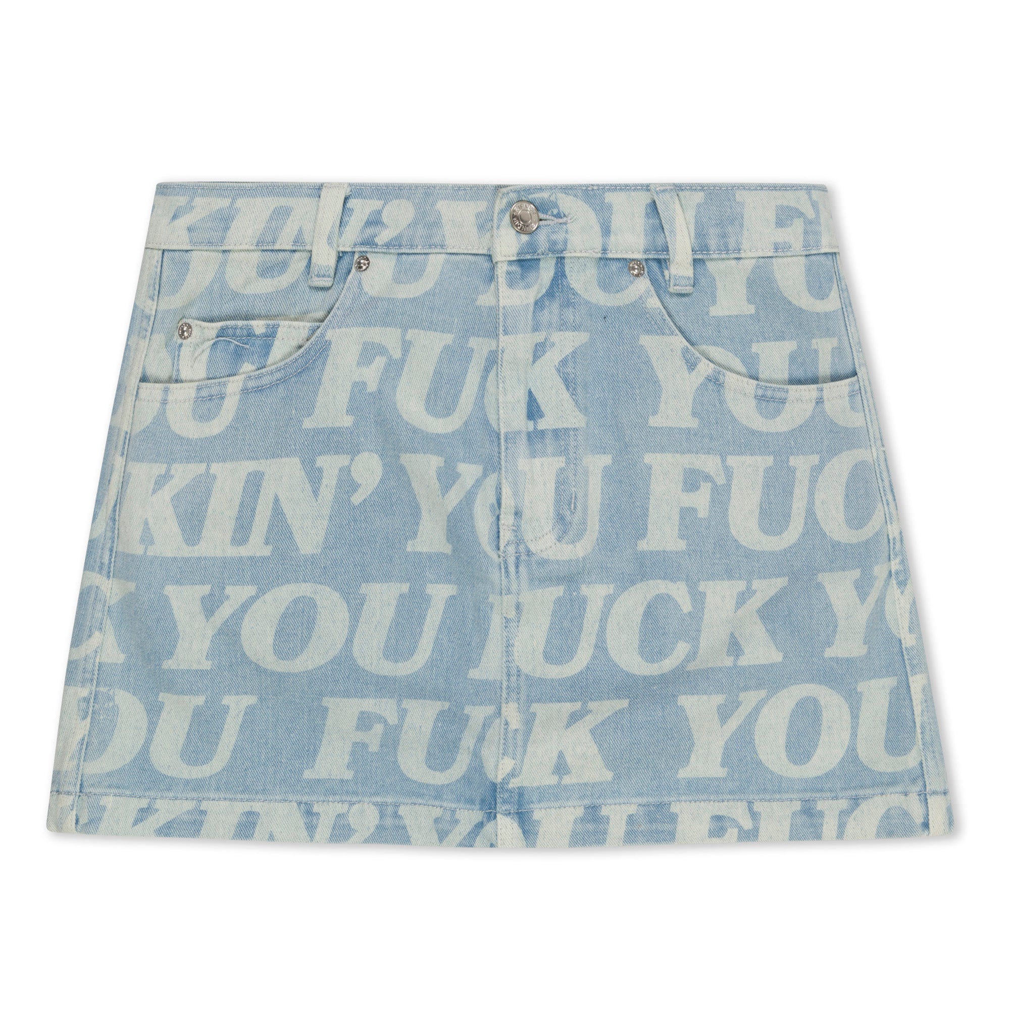  Fuckin Fuck Denim Mini Skirt (Light Wash)、mySite、merchandisen