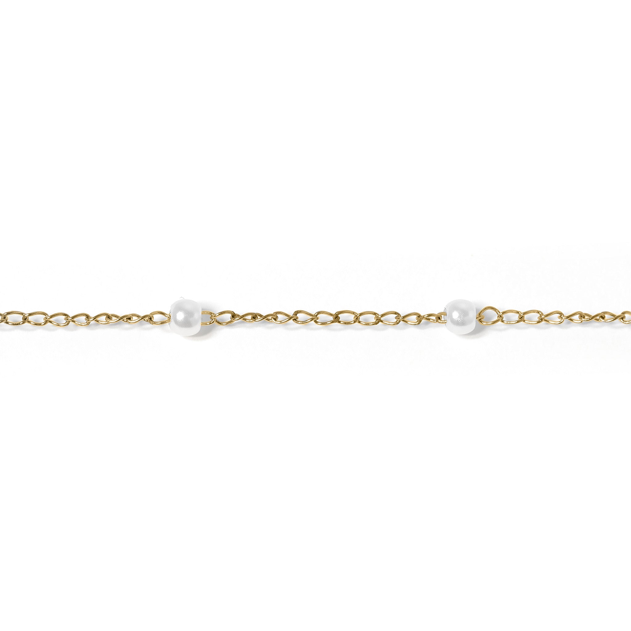 18K PVD Stainless Steel Faux Pearl Cable Chain By The Foot / SPL1013、mySite、dreamappss