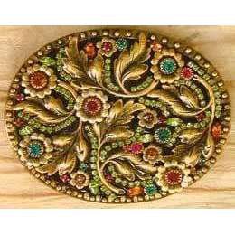 Michal Golan Swarovski Crystals and Black Enamel Belt Buckle、mySite、topwebapps