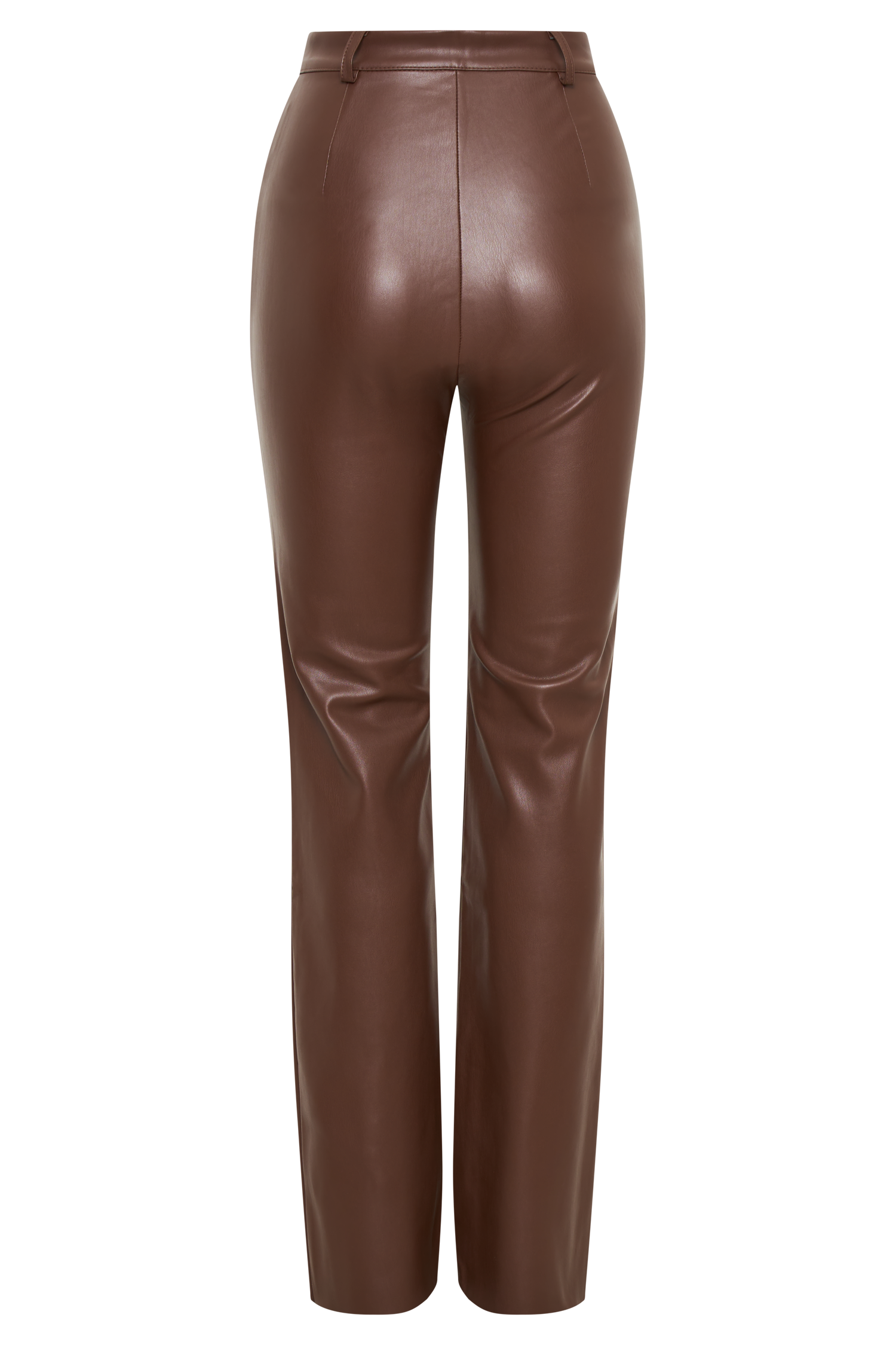 Tyra Straight Leg Faux Leather Pants - Chocolate、mySite、solidvoid