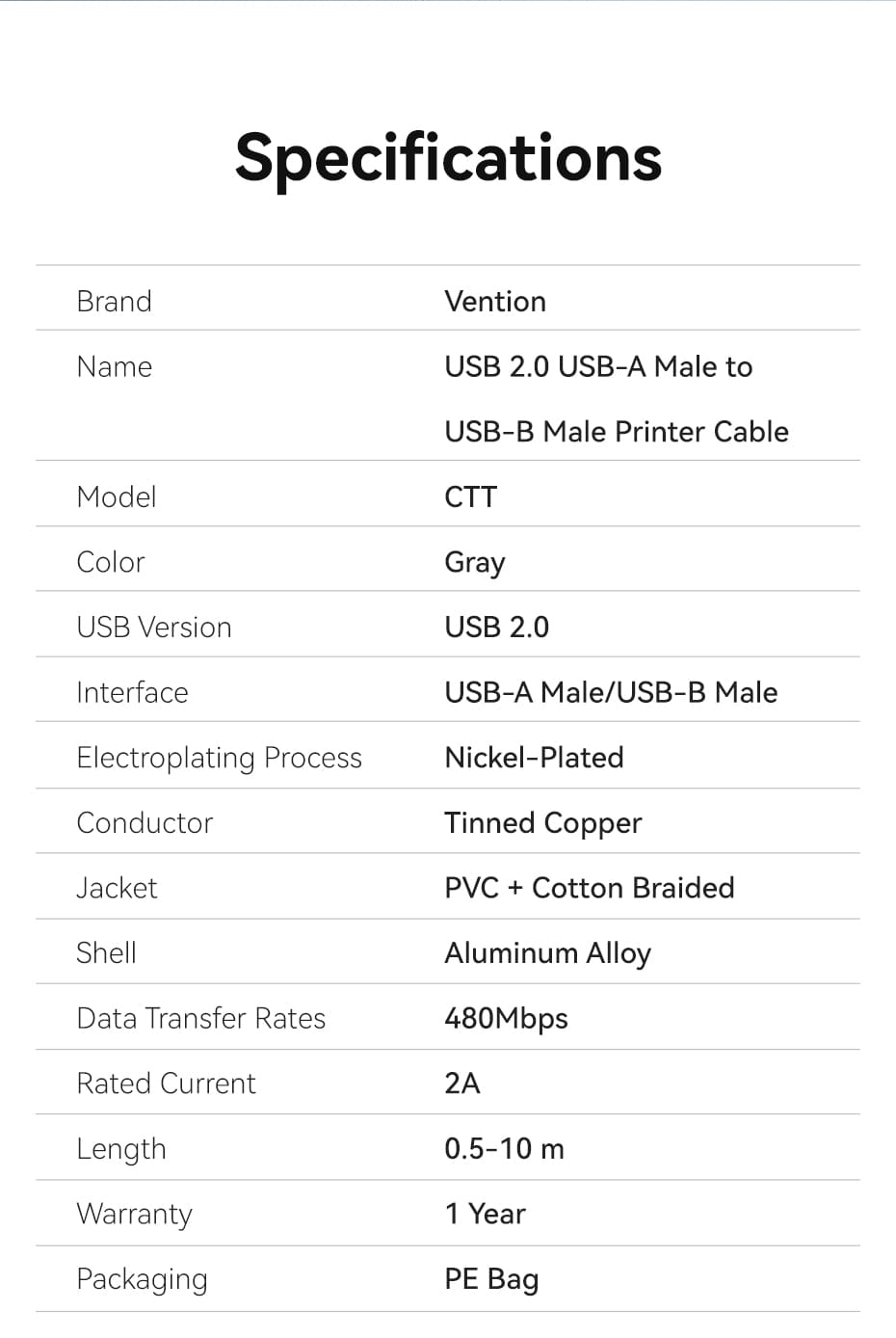 Cotton Braided USB 2.0 A Male to B Male Printer Cable
