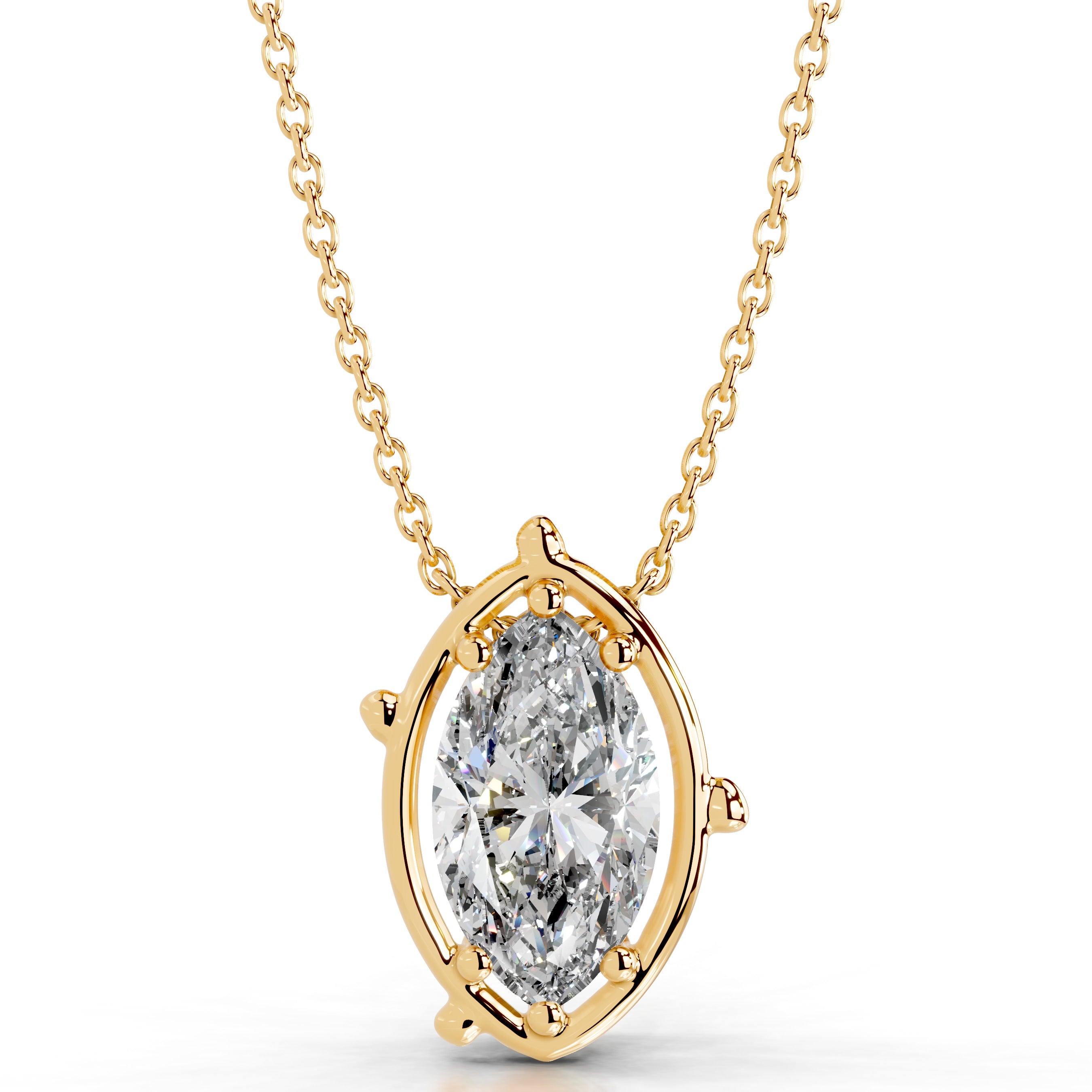 Rooted in Love Marquise Lab Grown Diamond Necklace - 18K Yellow Gold、mySite、hinf8tx79
