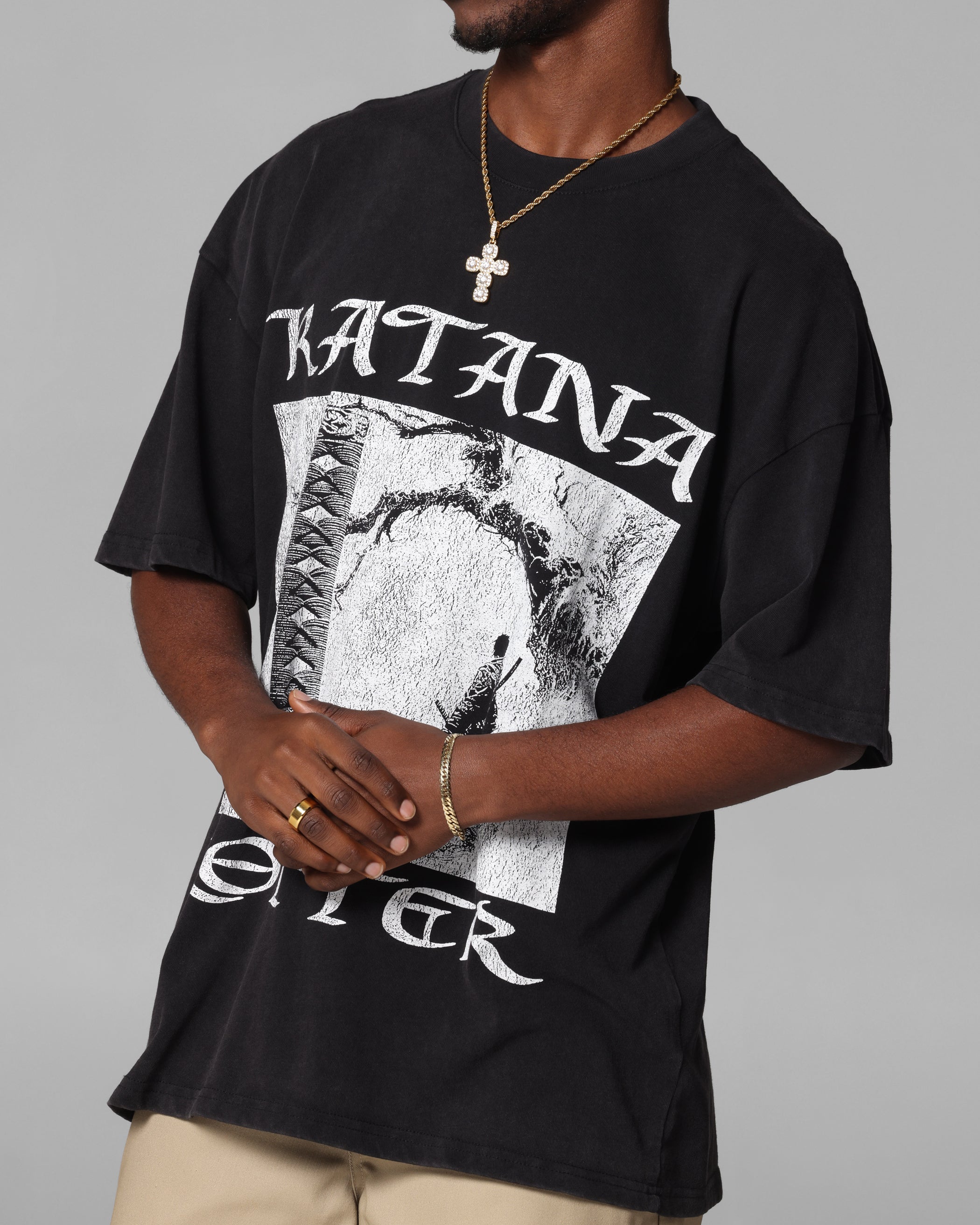 Loiter Katana Vintage T-Shirt Black Acidwash、mySite、zt4zffjzw