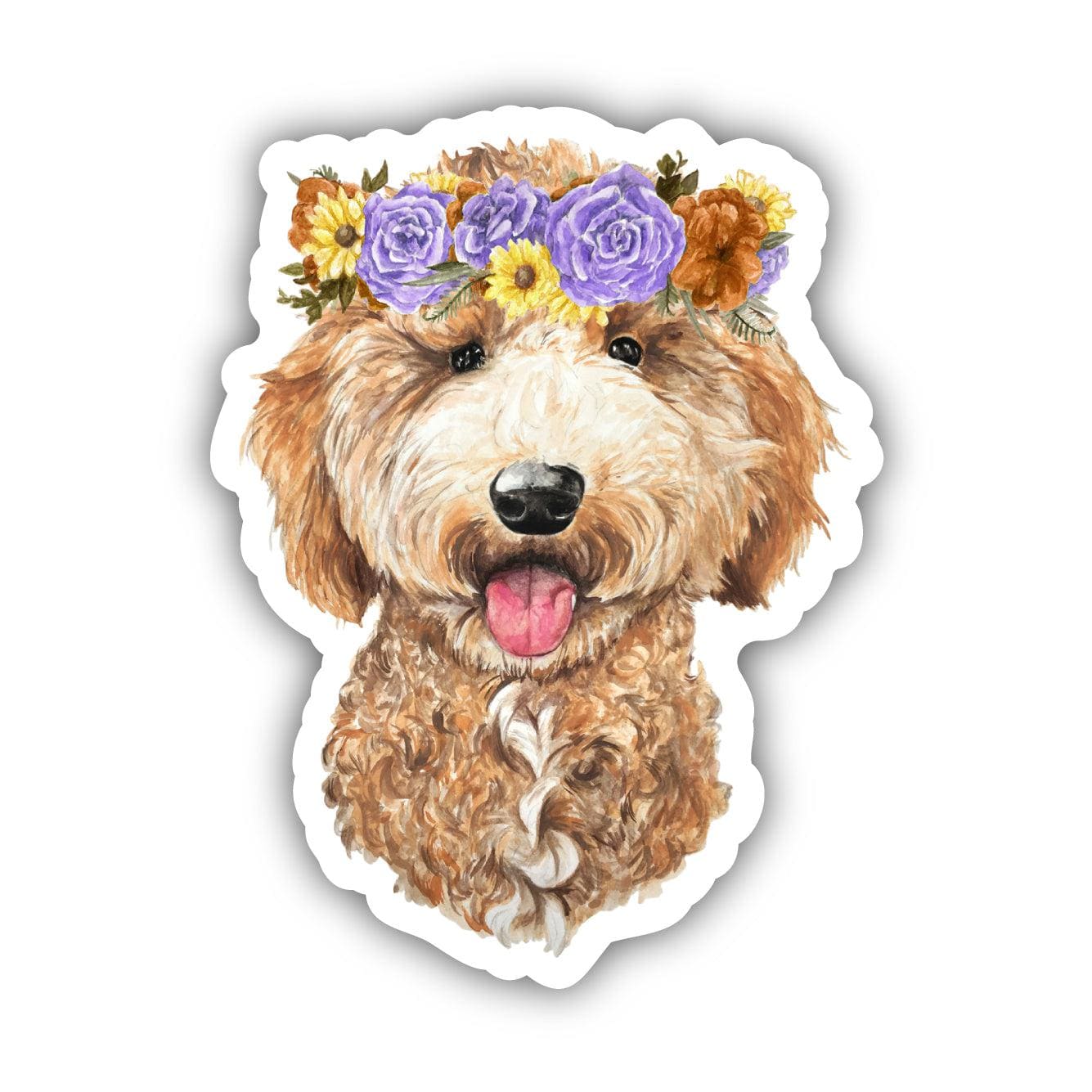  Goldendoodle With Flower Crown Sticker、mySite、elrpsem3k