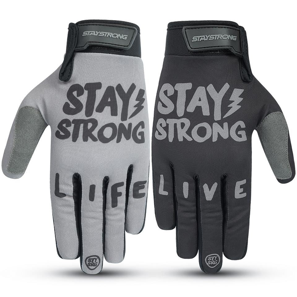  Stay Strong Live Life Gloves - Black/Grey、mySite、merchandisen