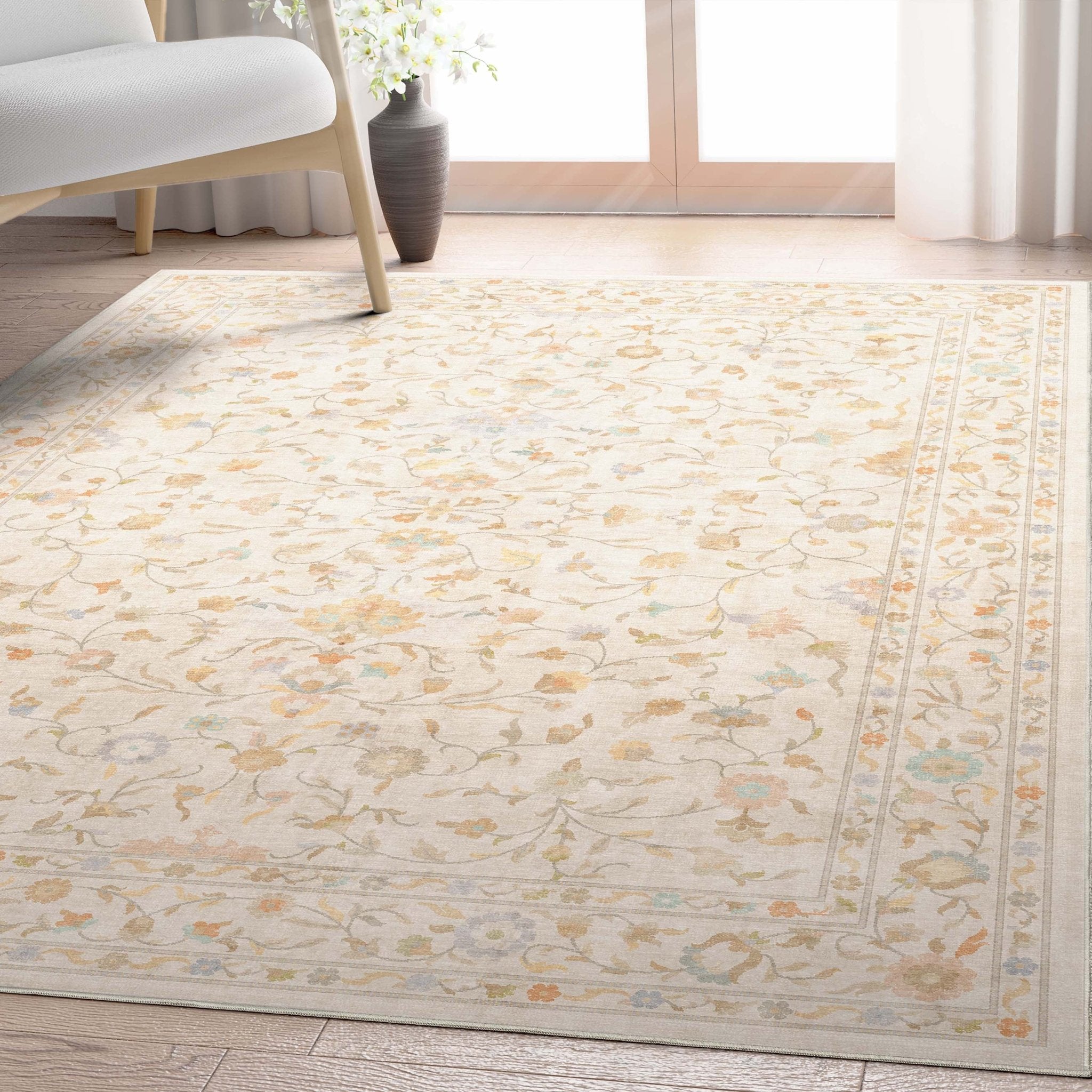 Venice Hereke Floral Botanical Rug – Easy Clean, Stylish Elegant Design、mySite、gigharbornorthrealestate