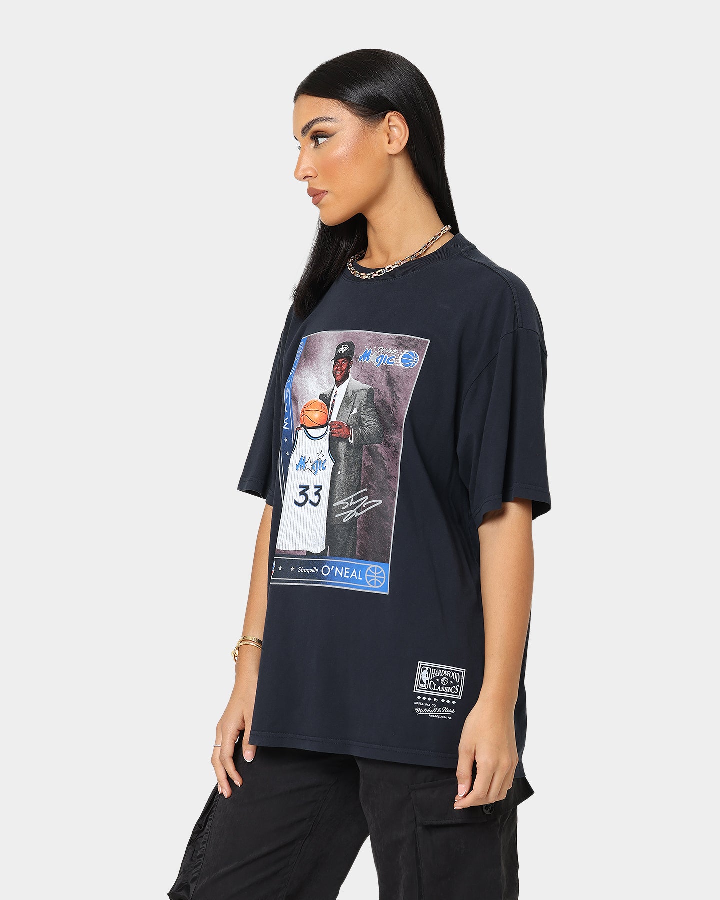 Mitchell & Ness Orlando Magic Shaquille O'Neal Draft Day Vintage T-Shirt Faded Black、mySite、zt4zffjzw