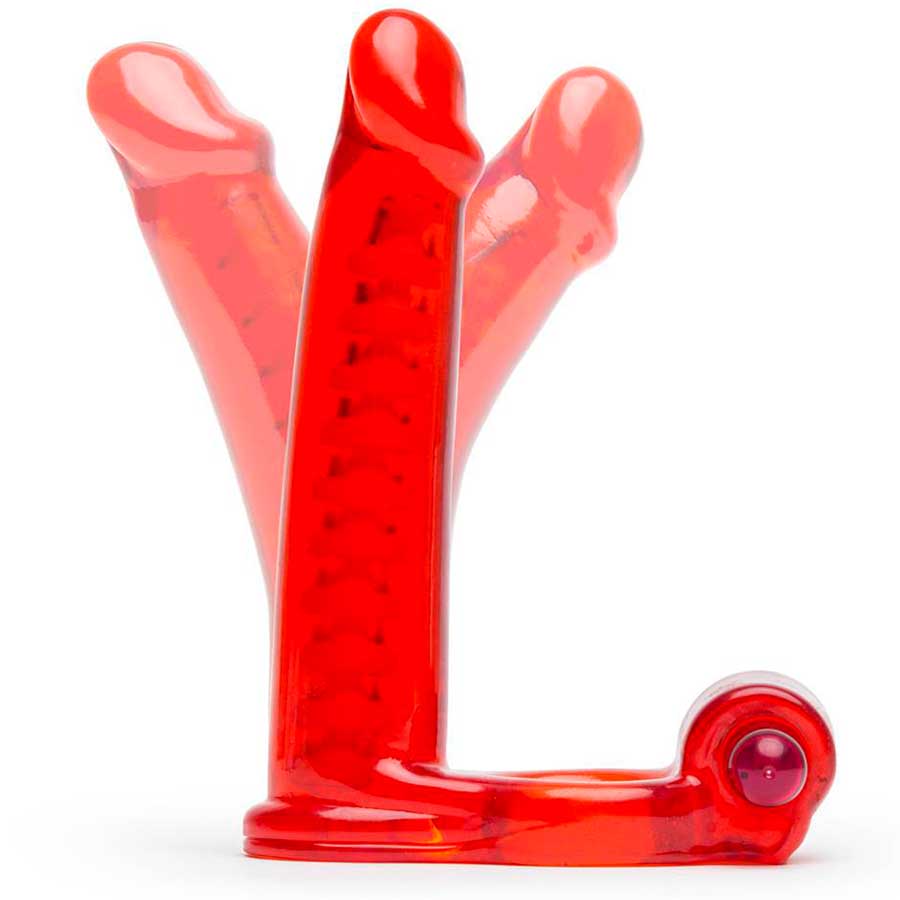 Double Penetrator Vibrating Cock Ring Red by Nass Toys、mySite、bottomscart