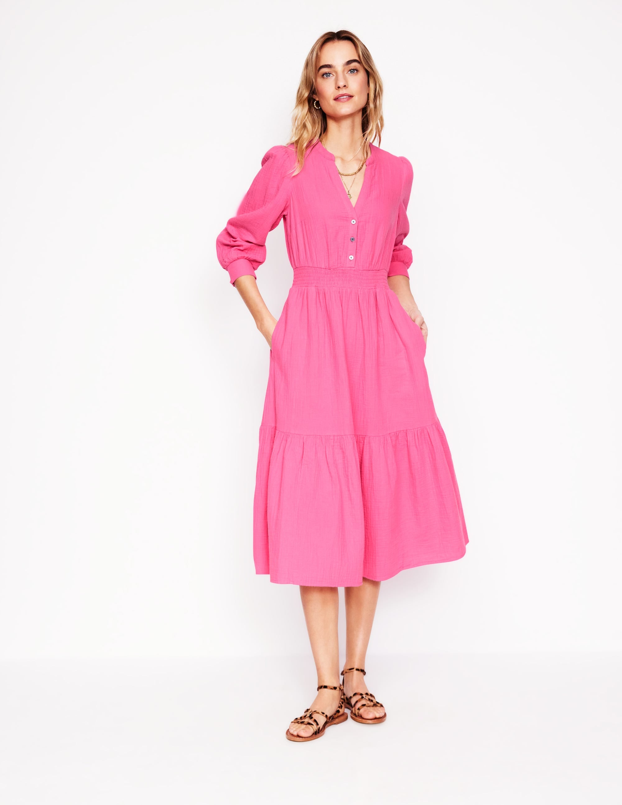  Elena Double Cloth Midi Dress-Sorbet Pink、mySite、ashleygrahame