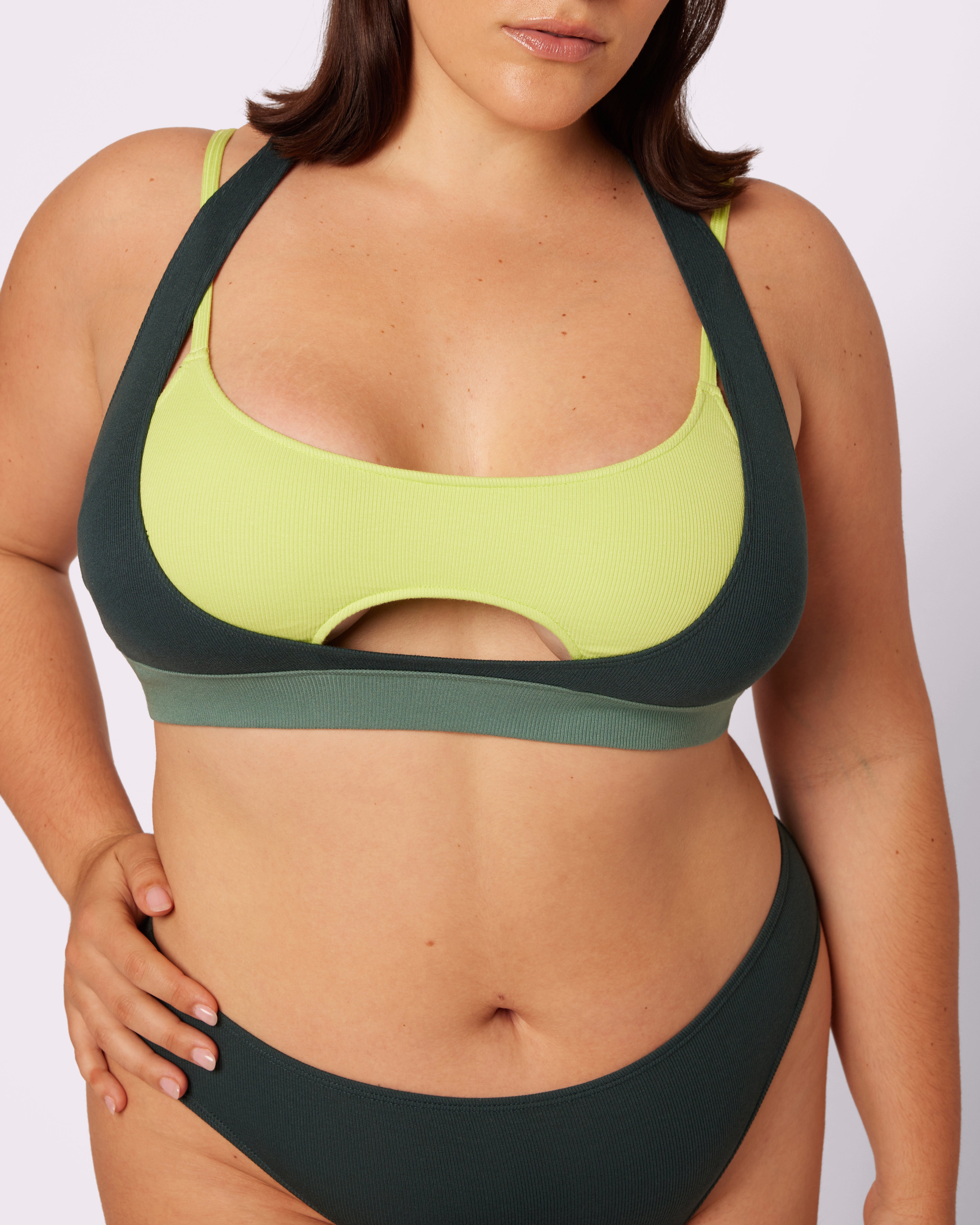 Peekaboo Scoop Layered Bralette | Lush Rib | Archive (Moonshine)、mySite、bengalsvssteelers