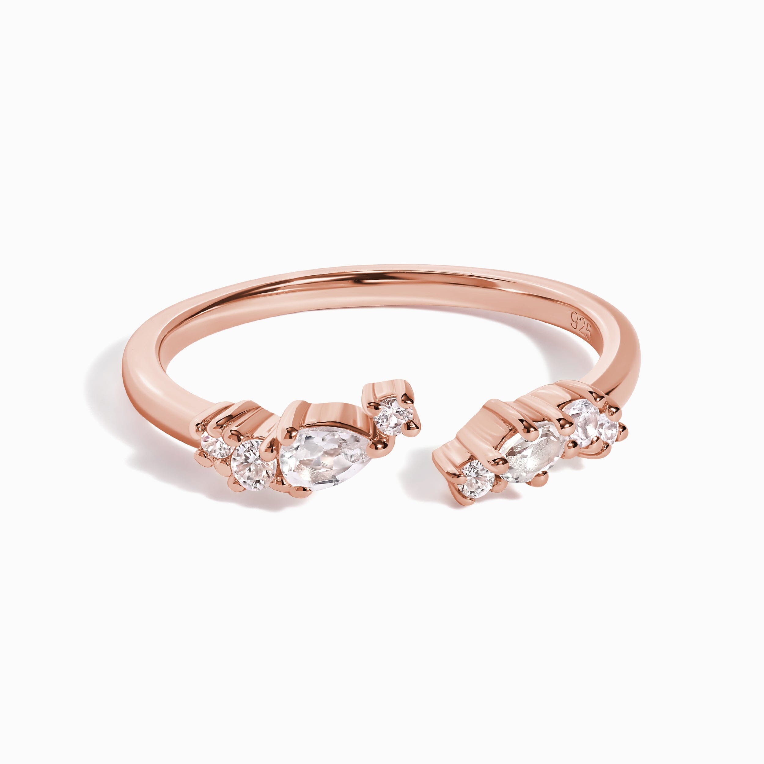 Adjustable White Topaz Ring Flourish - April Birthstone、mySite、hinf8tx79