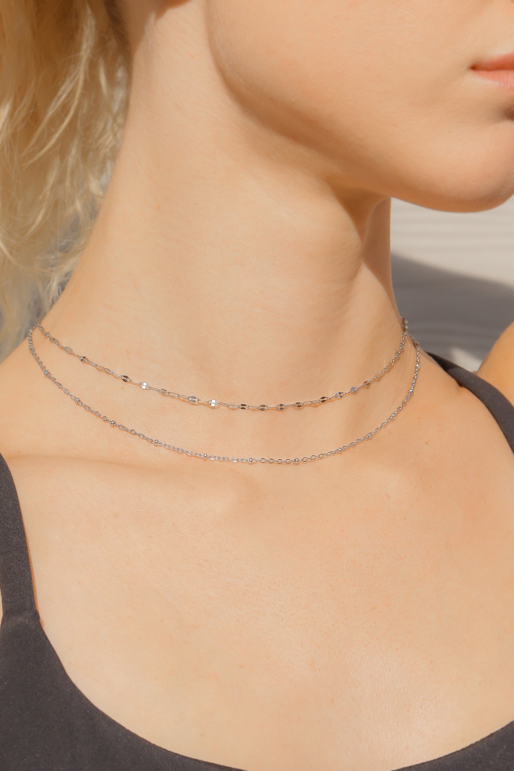 18K Gold PVD Stainless Steel Satellite Chain Necklace / CHN9960、mySite、dreamappss