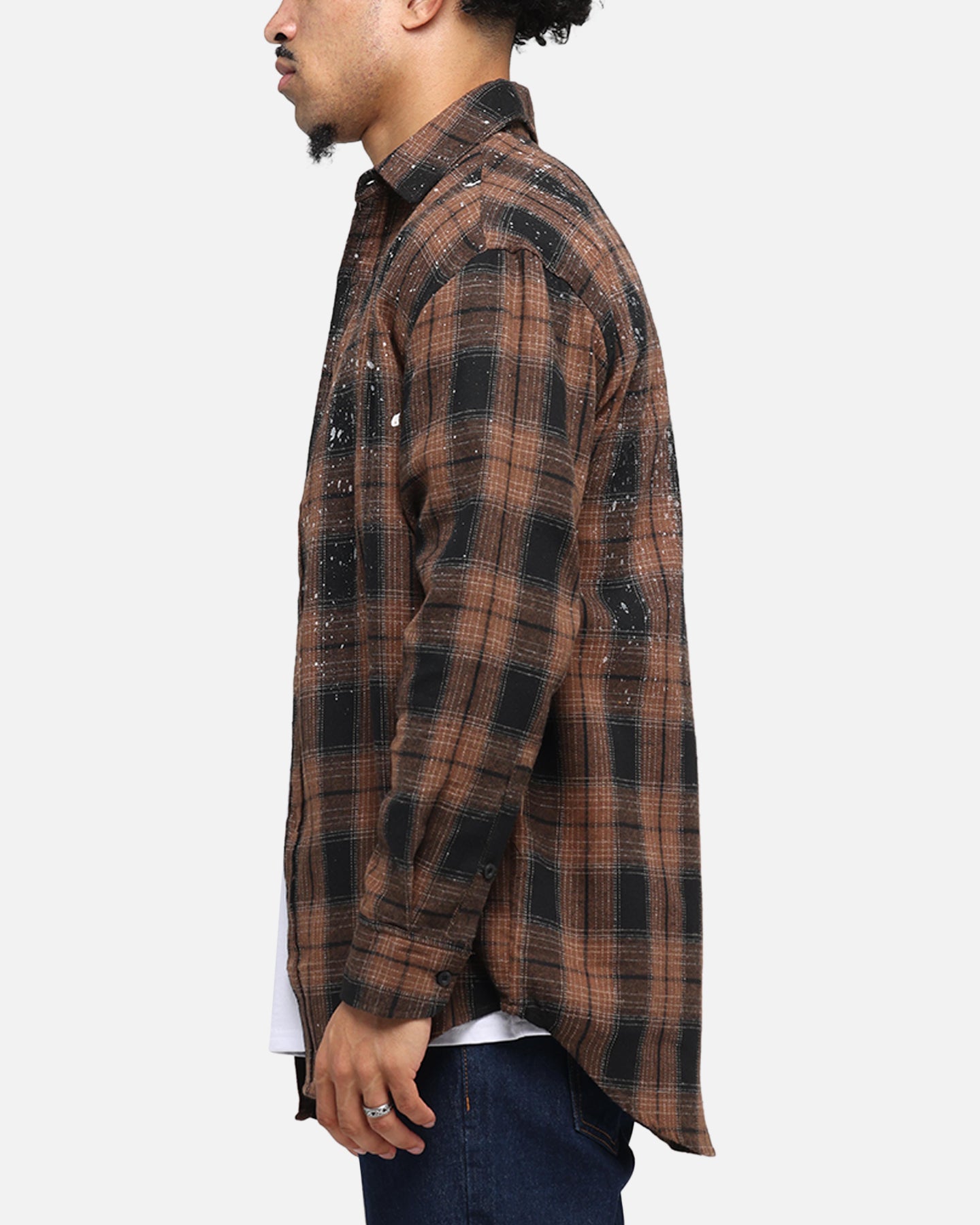 Saint Morta Spray Long Sleeve Flannel Shirt Brown、mySite、zt4zffjzw