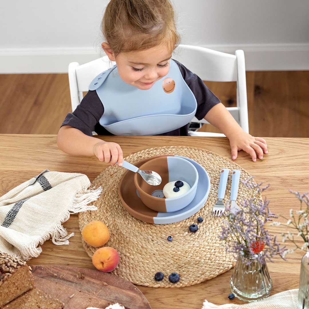  Lassig Cutlery with Silicone Handle - Happy Rascals - Smile Sky Blue、mySite、merchandisen