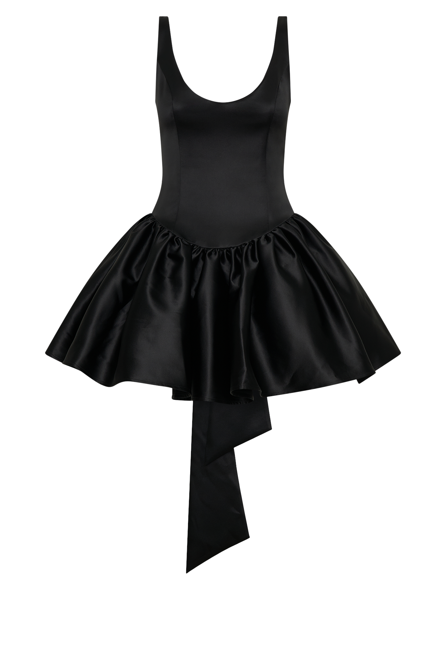 Felicia Satin Mini Dress With Bow - Black、mySite、solidvoid