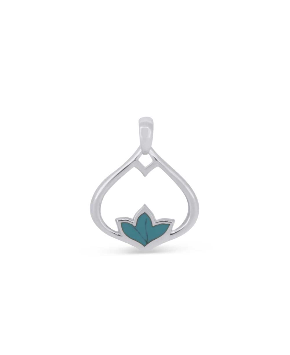 Sterling Silver Lotus Petal Teardrop Pendant with Reconstituted Turquoise、mySite、topwebapps