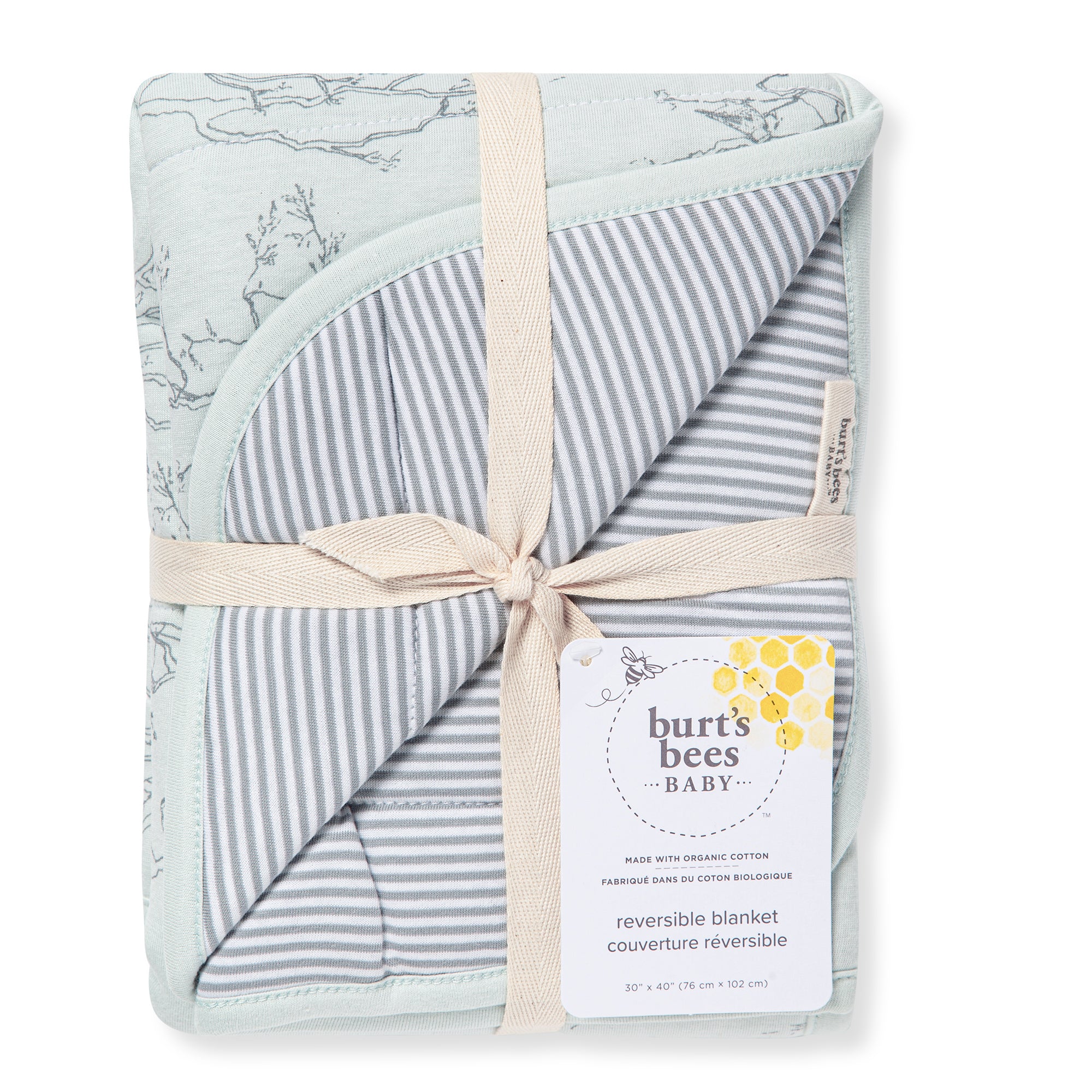 Swaying Branches Organic Cotton Reversible Baby Blanket - Ice Flow、mySite、g9winljtr
